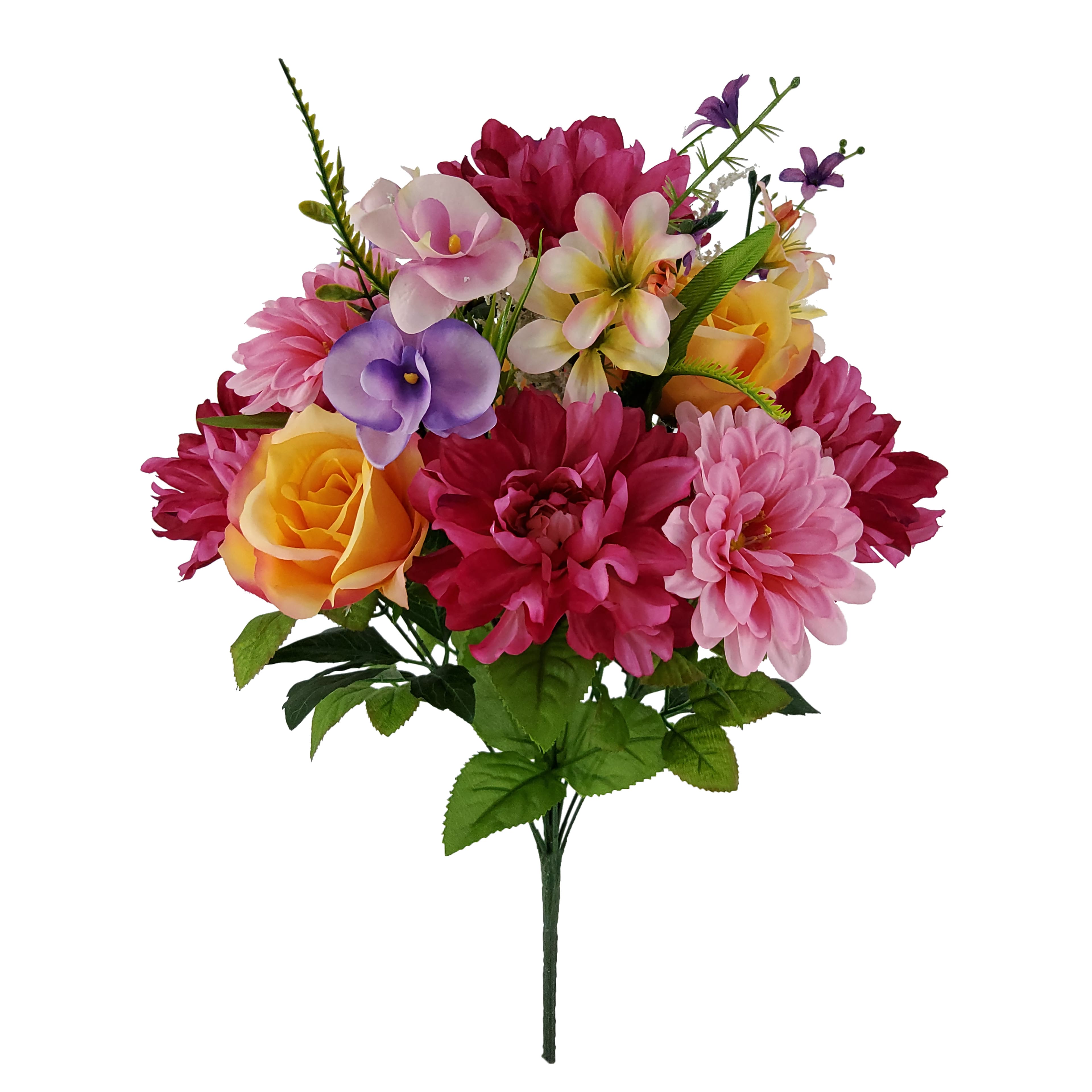 19.5" Pink & Purple Dahlia, Rose & Zinnia Bush by Ashland®