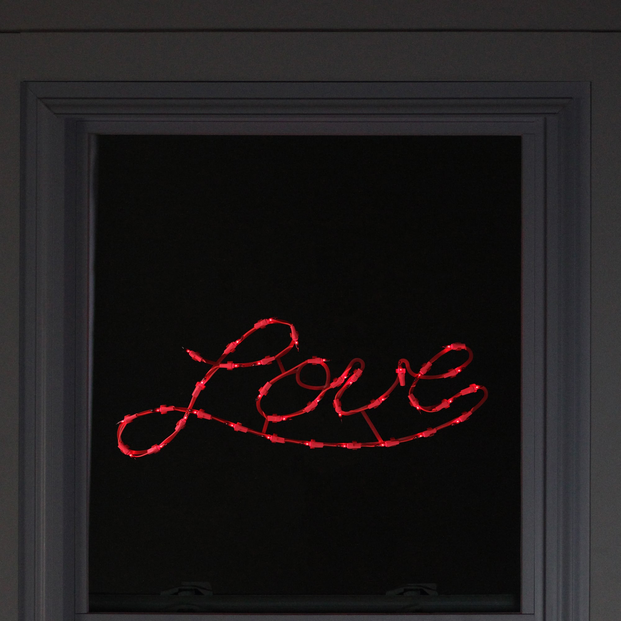 17" Lighted Red Love Script Window Silhouette Decoration