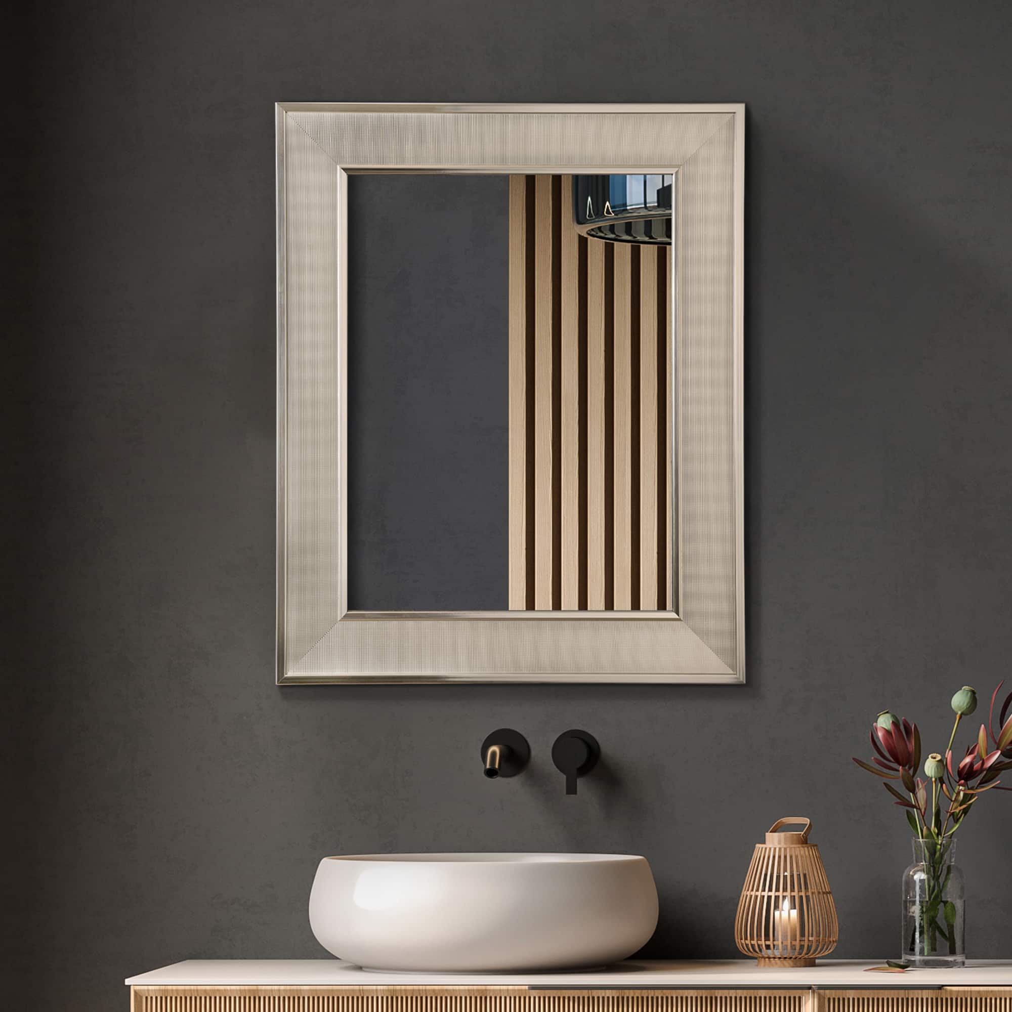 Head West Pave Brushed Nickel Stylish Bathroom & Wall Mirror