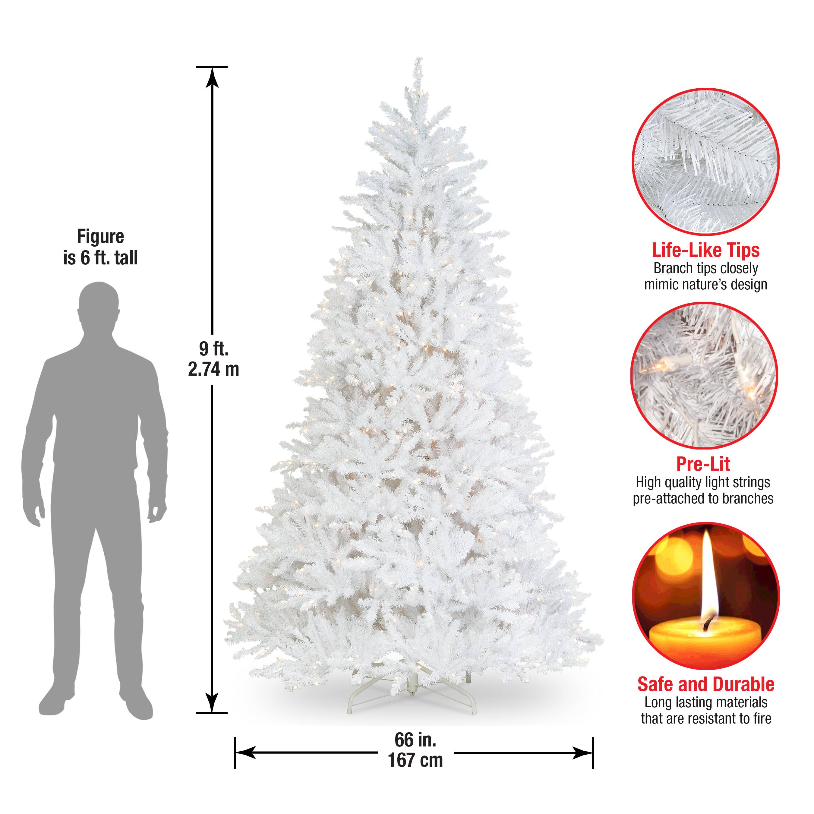 9ft. Pre-Lit Dunhill&#xAE; White Fir Artificial Christmas Tree, Clear Lights
