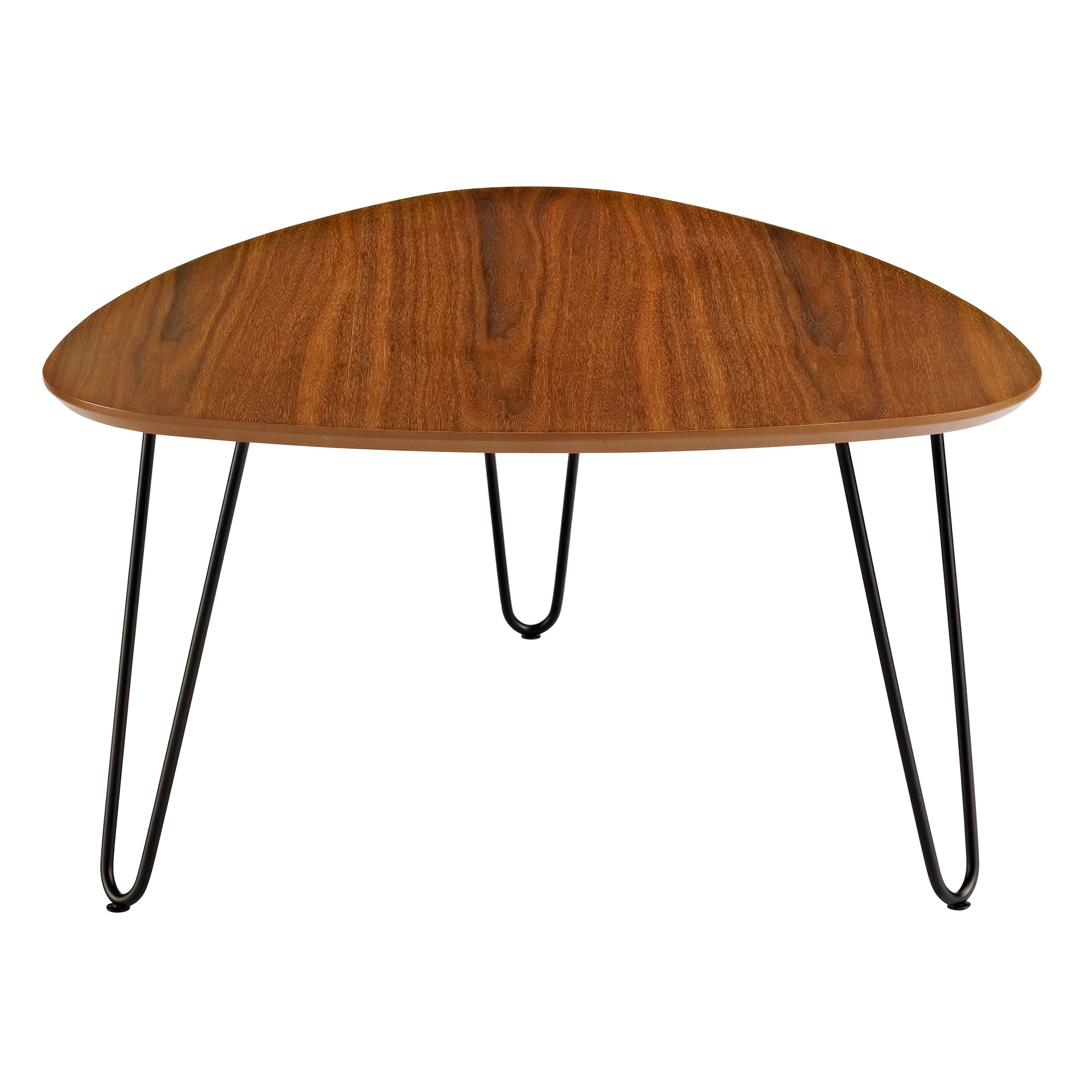 Walnut Guitar Pick Hairpin Leg Mid Century Modern Wood Coffee Table
