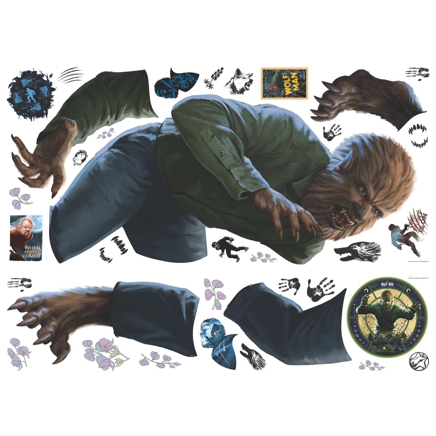 RoomMates Classic Monsters The Wolfman Giant Peel &#x26; Stick Wall Decals