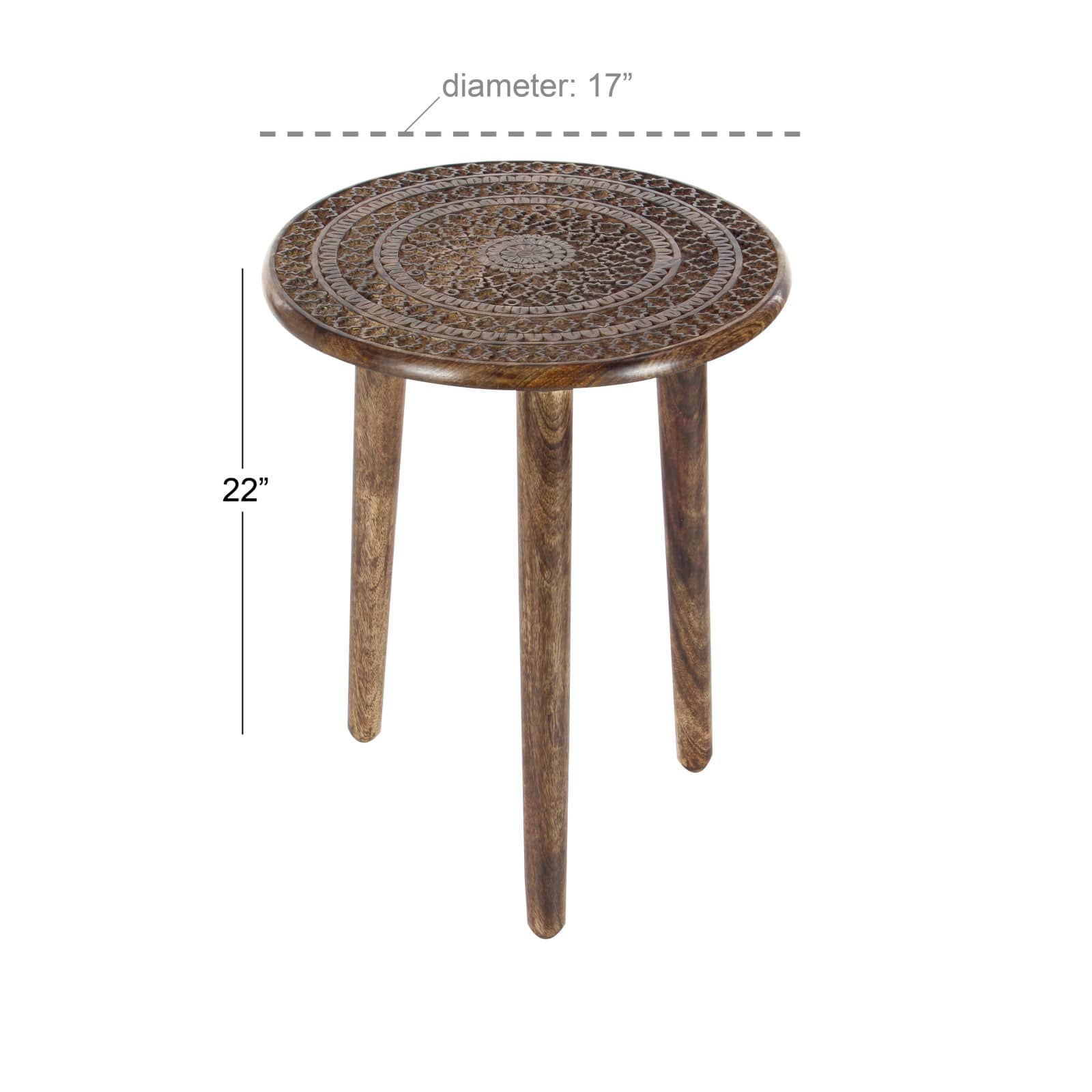 22&#x22; Brown Mango Wood Traditional Accent Table