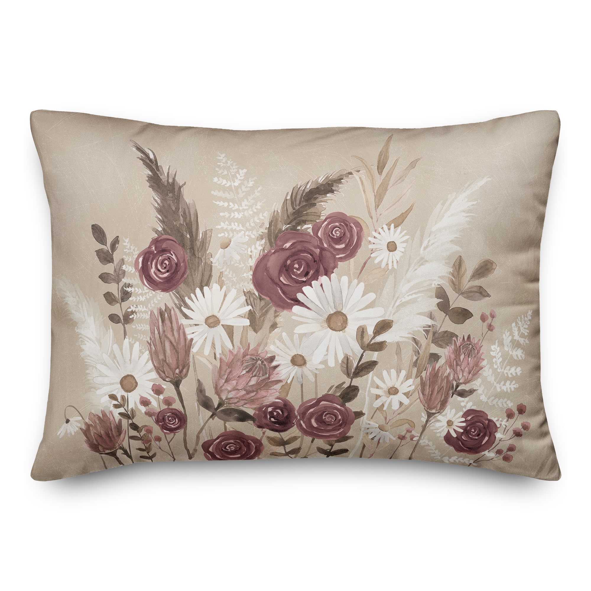 Boho Flowers 20&#x22; x 14&#x22; Indoor/Outdoor Pillow