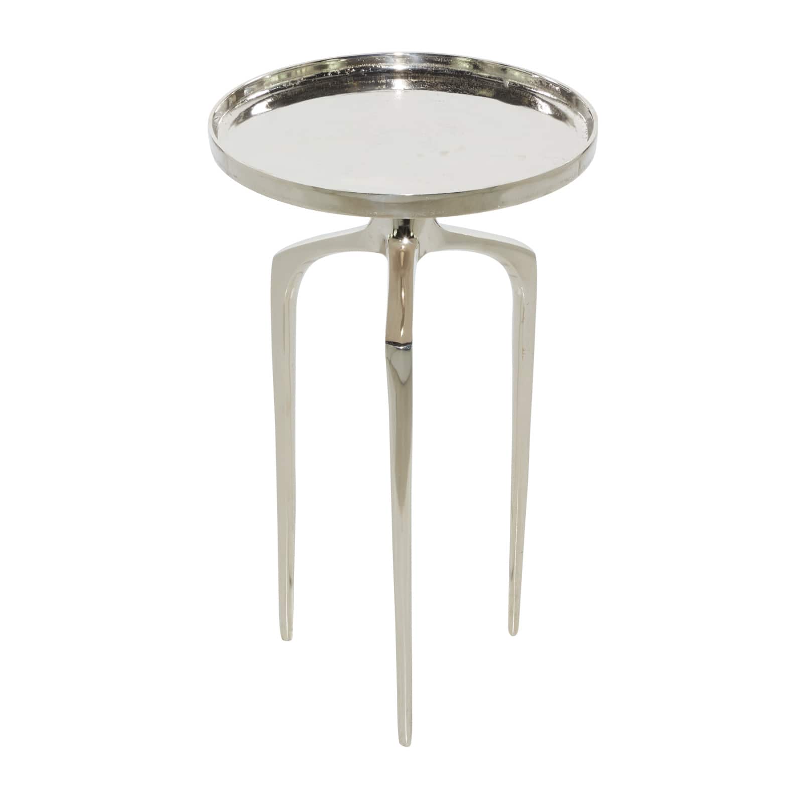 13" Contemporary Round Silver Raised Edge Accent Table