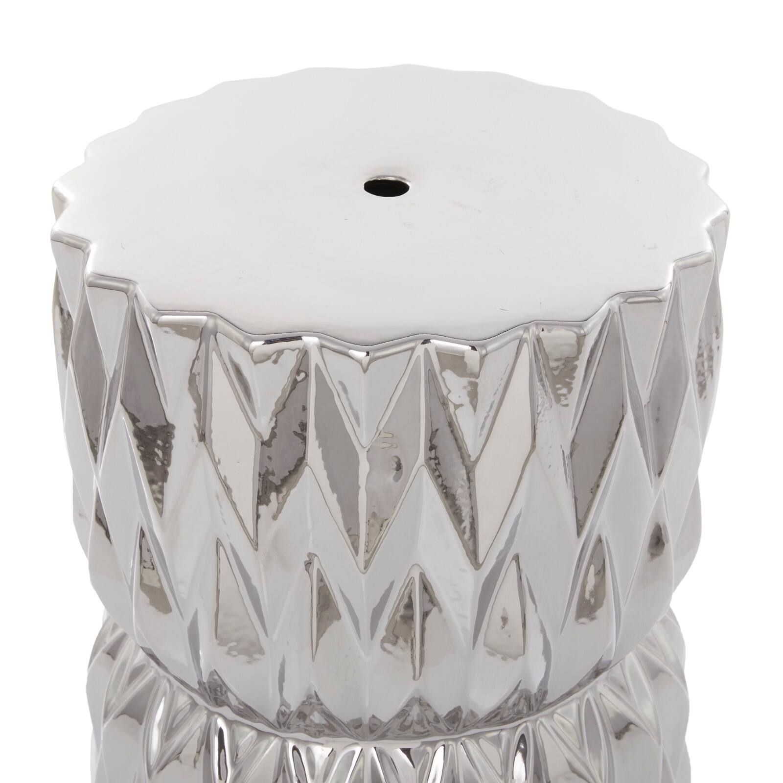 Silver Ceramic Modern Accent Table, 18" x 13" x 13"