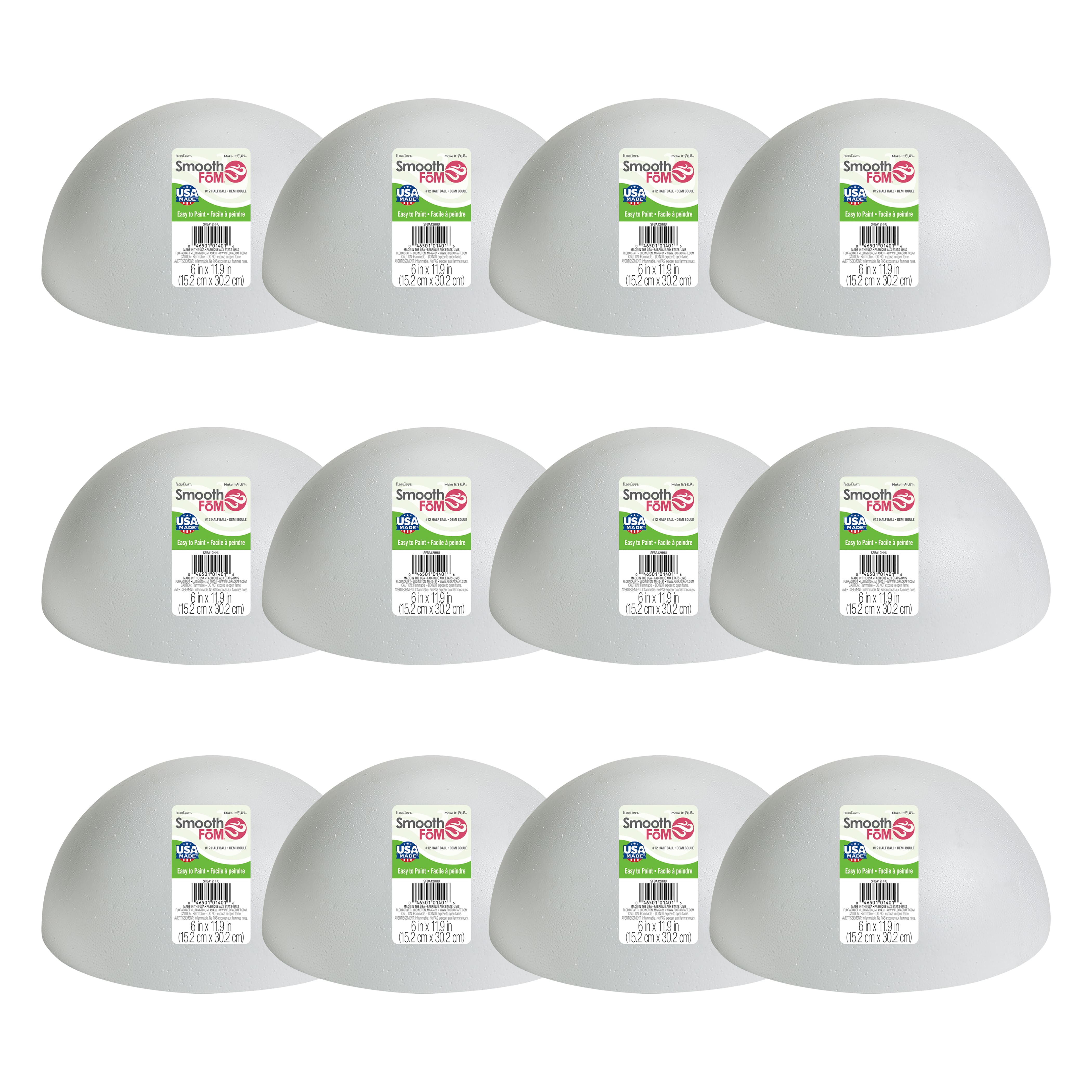 12 Pack: FloraCraft® SmoothFōM® 11.9" Hollow Foam Half Ball