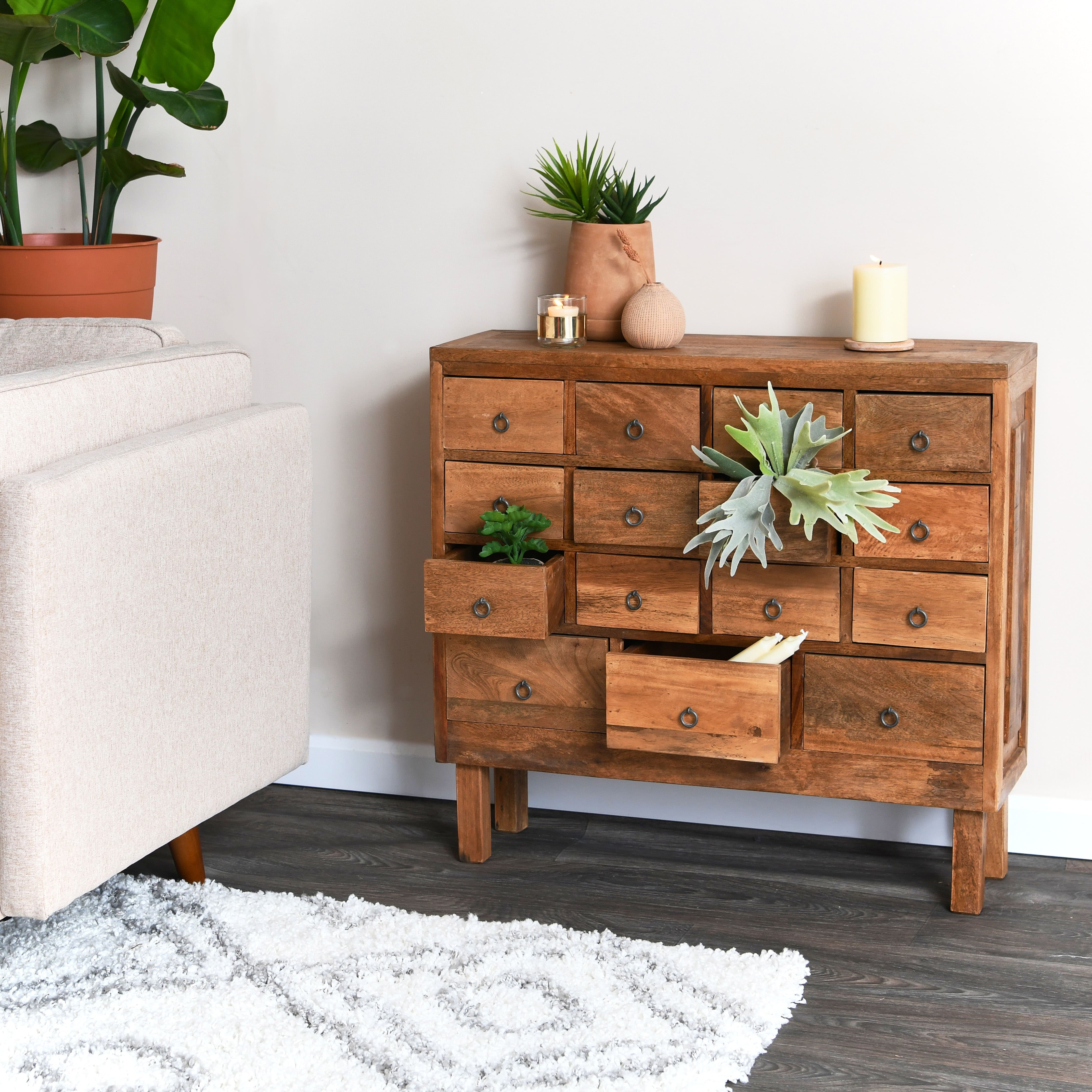 2.6ft. Vintage Reclaimed Wood Apothecary Chest