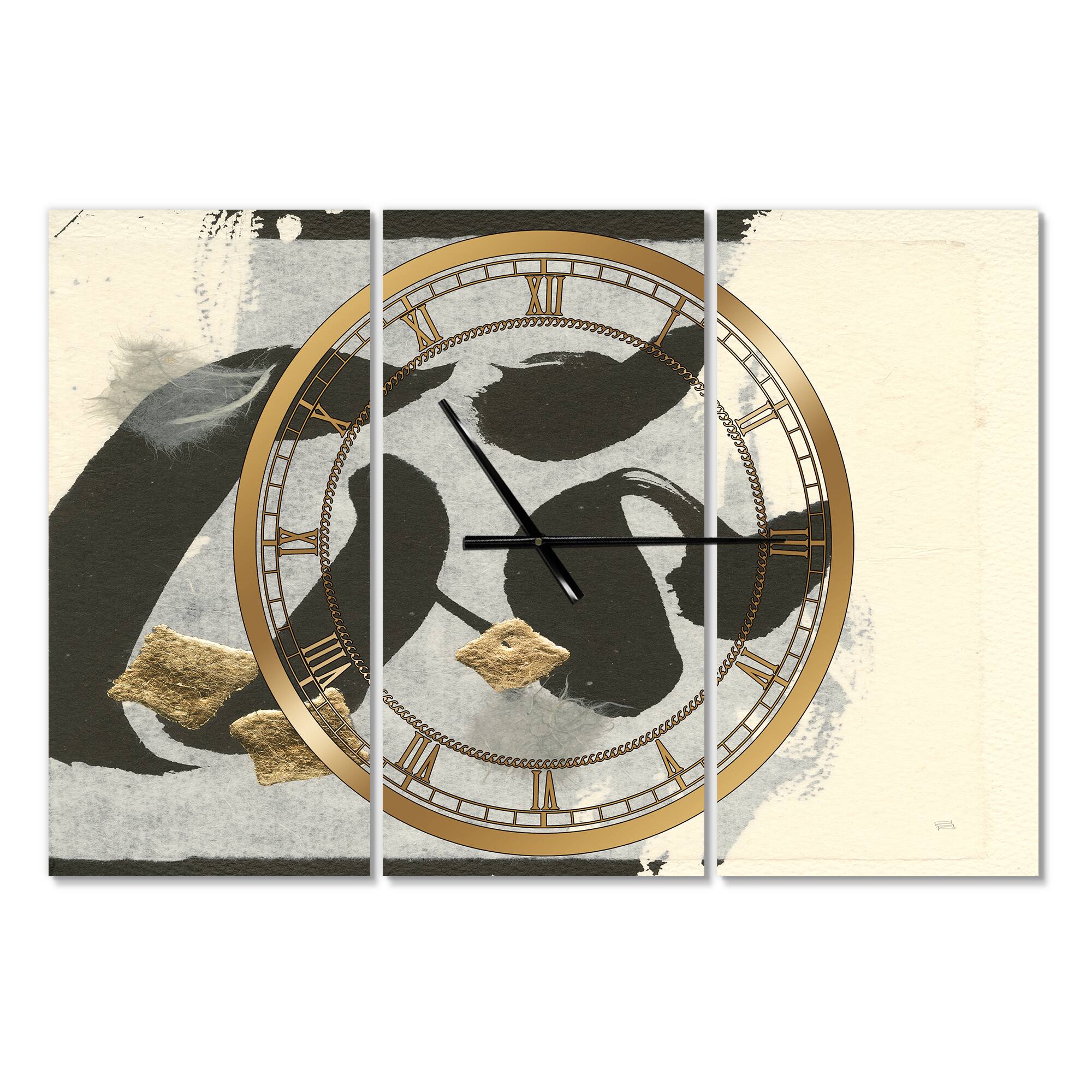 Designart Glam Collage Modern 3 Panel Wall Clock