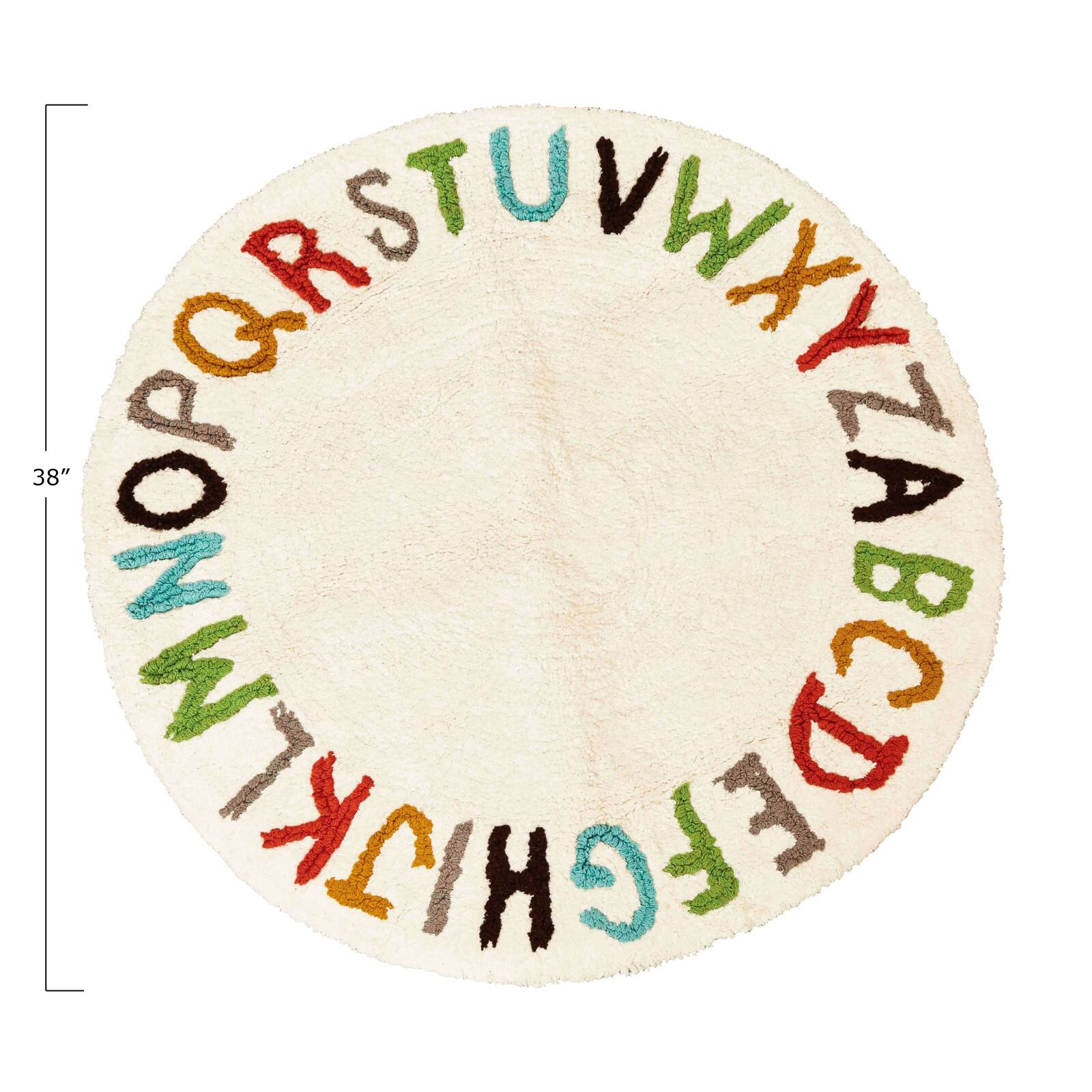 Hello Honey&#xAE; 38&#x22; Round Cotton Tufted Alphabet Rug