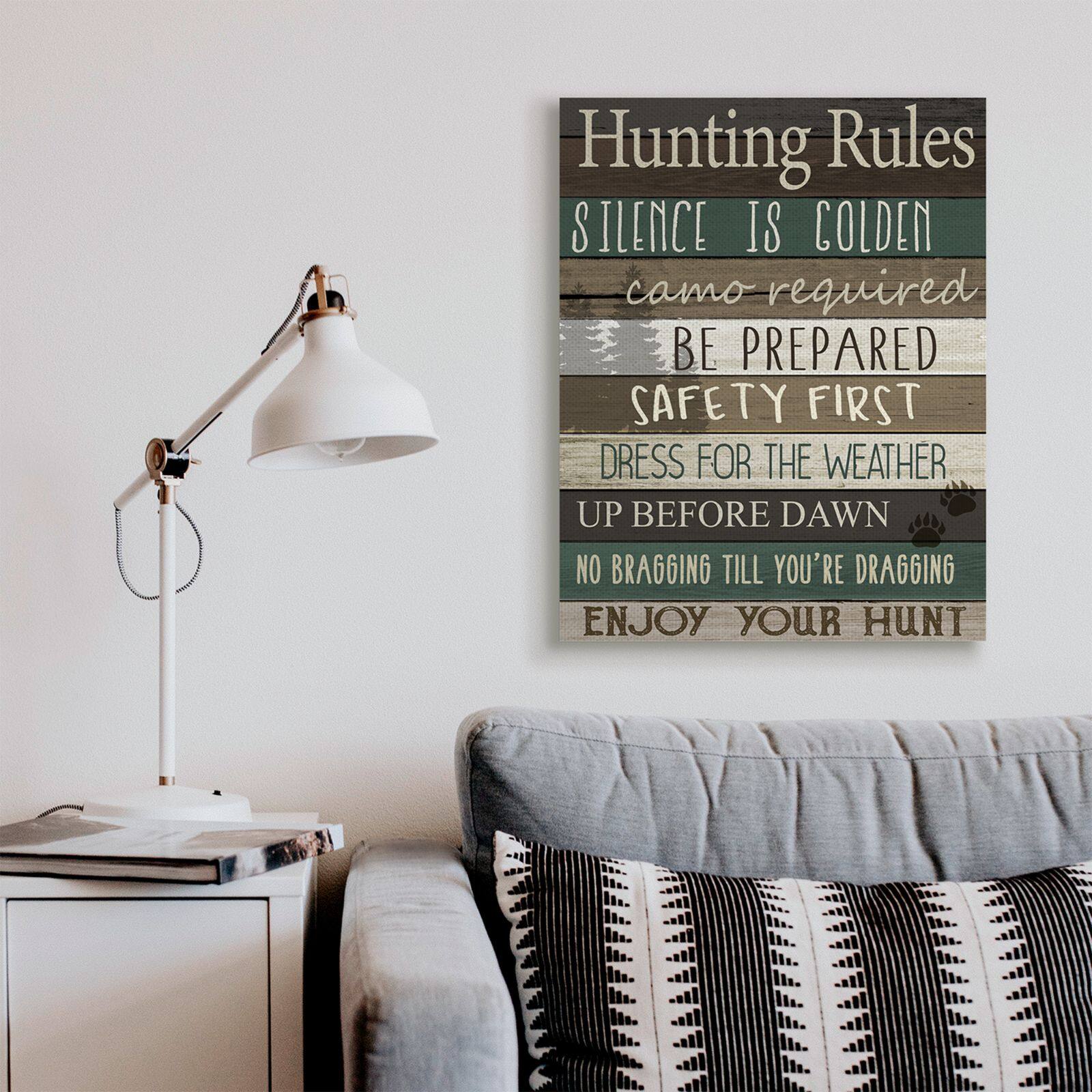 Stupell Industries Cabin Hunting Rules Rustic Charm Brown Green Canvas Wall Art