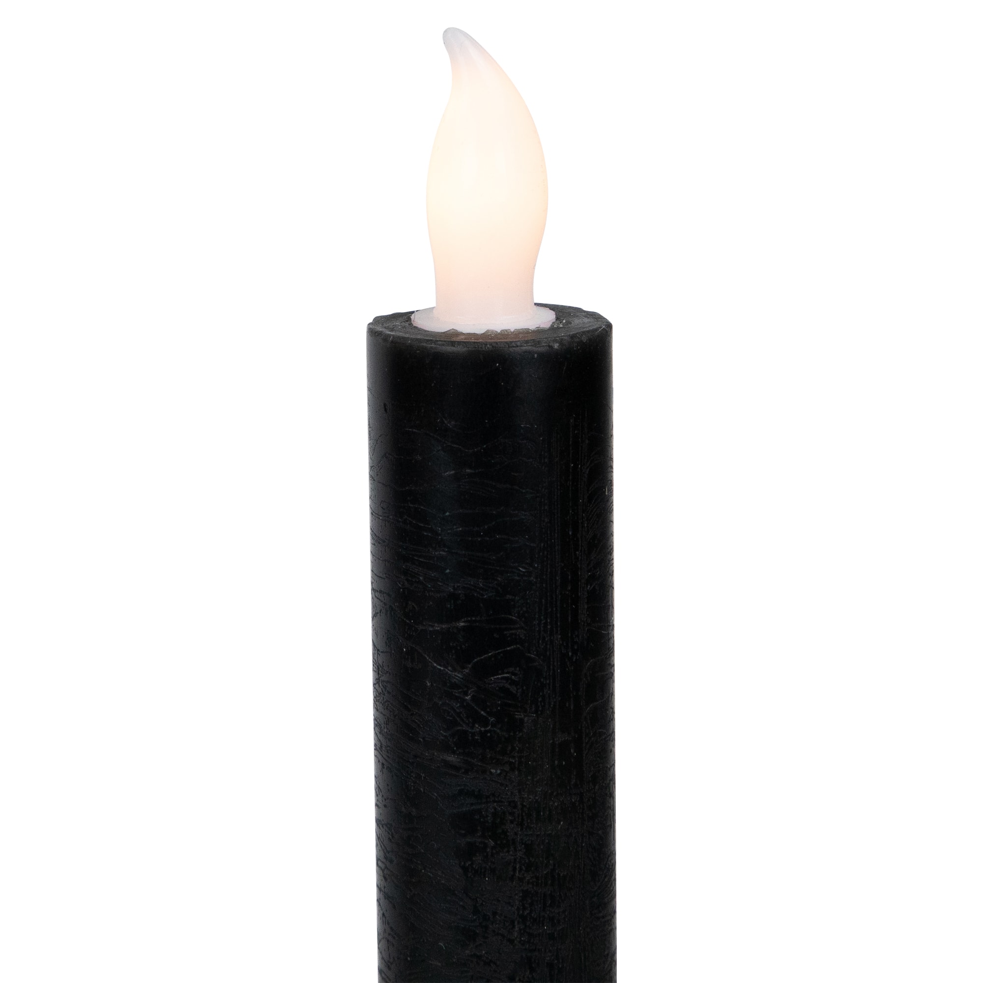 9.5&#x22; Solid Black LED Flickering Flameless Halloween Taper Candles, 4ct.