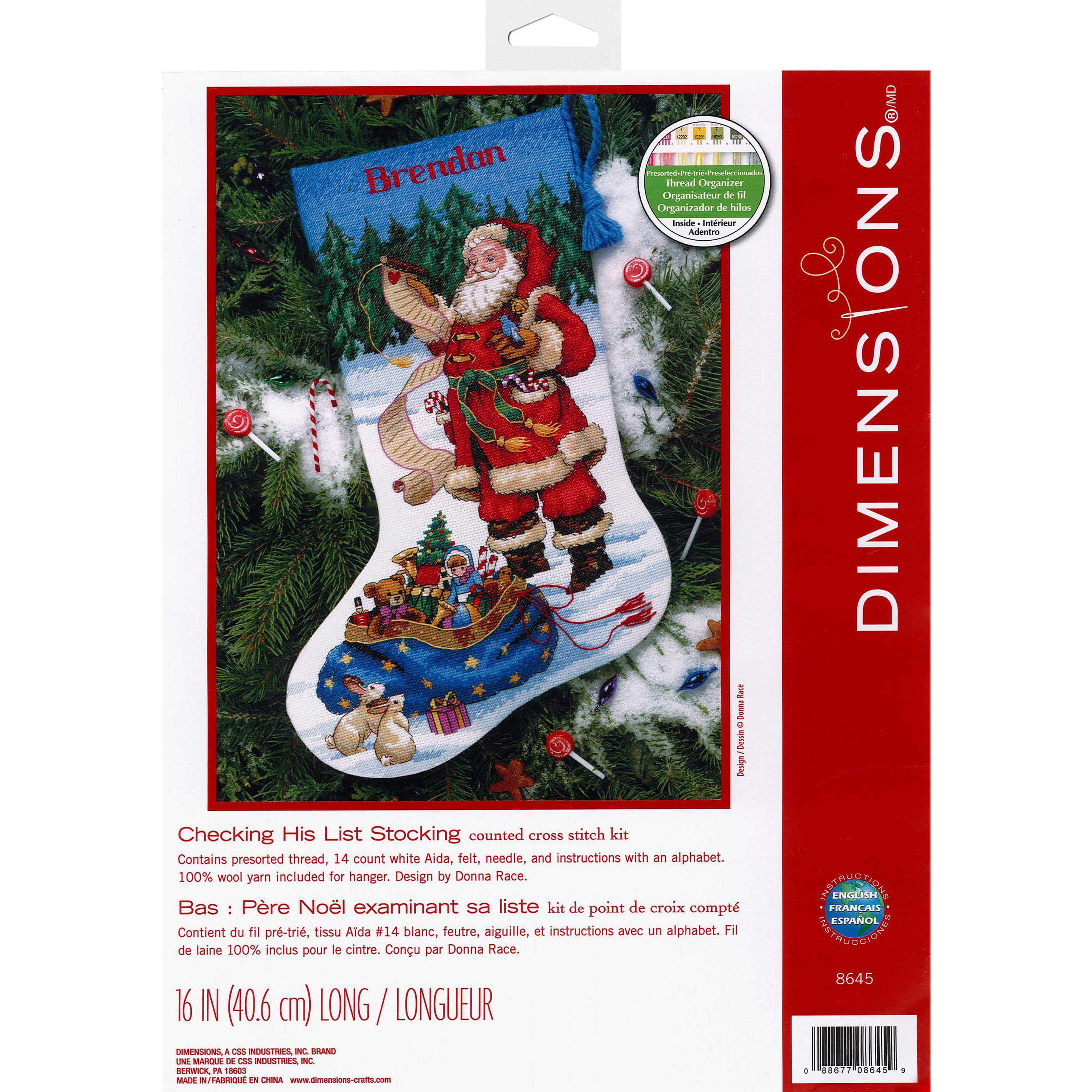 Dimensions Checking His List Stocking Cross Stitch Kit