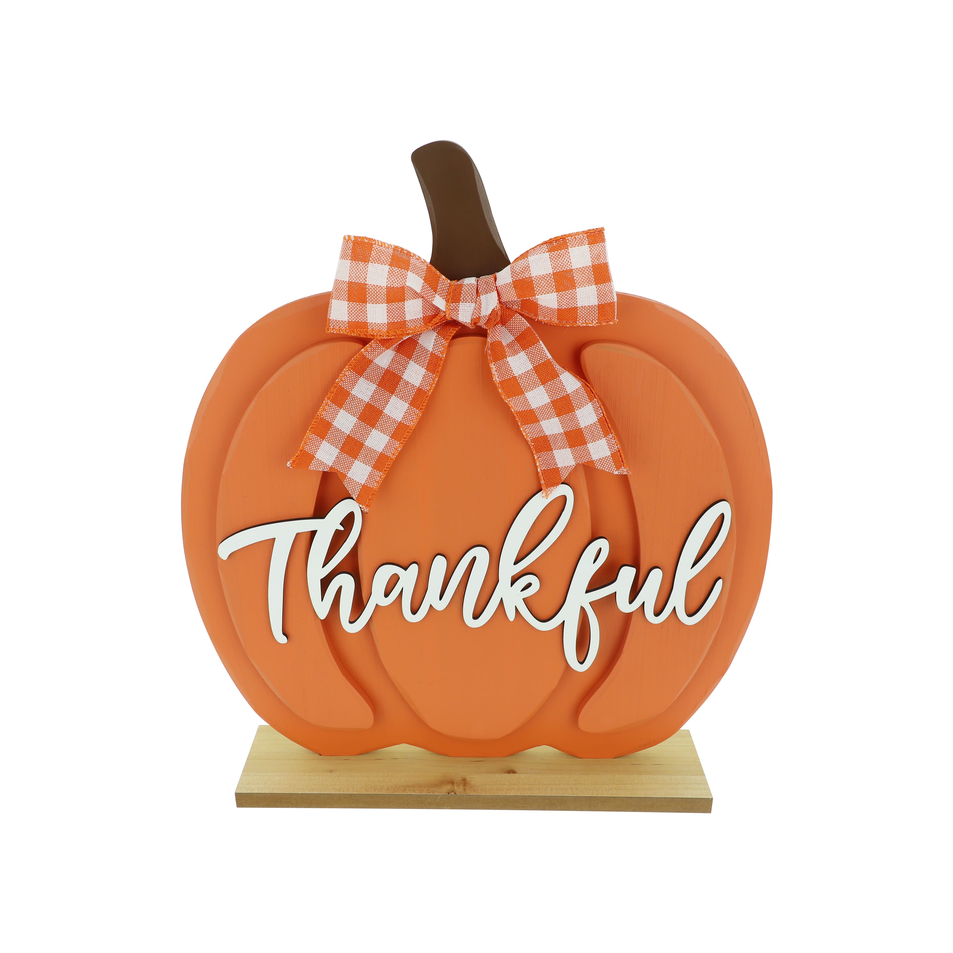 15.5&#x22; Thankful Pumpkin with Ribbon Tabletop D&#xE9;cor by Ashland&#xAE;