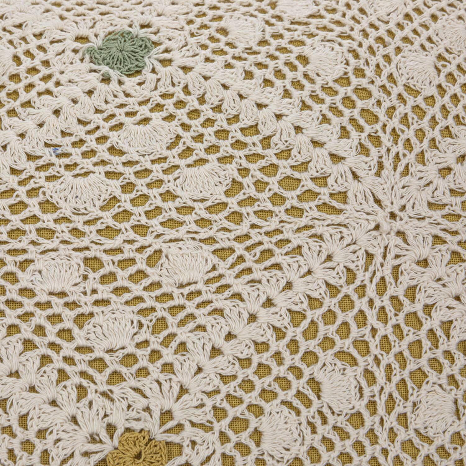 Hello Honey® 18" x 18" Hand-Woven Diamond-Pattern Crotchet Reclaimed Cotton Pillow