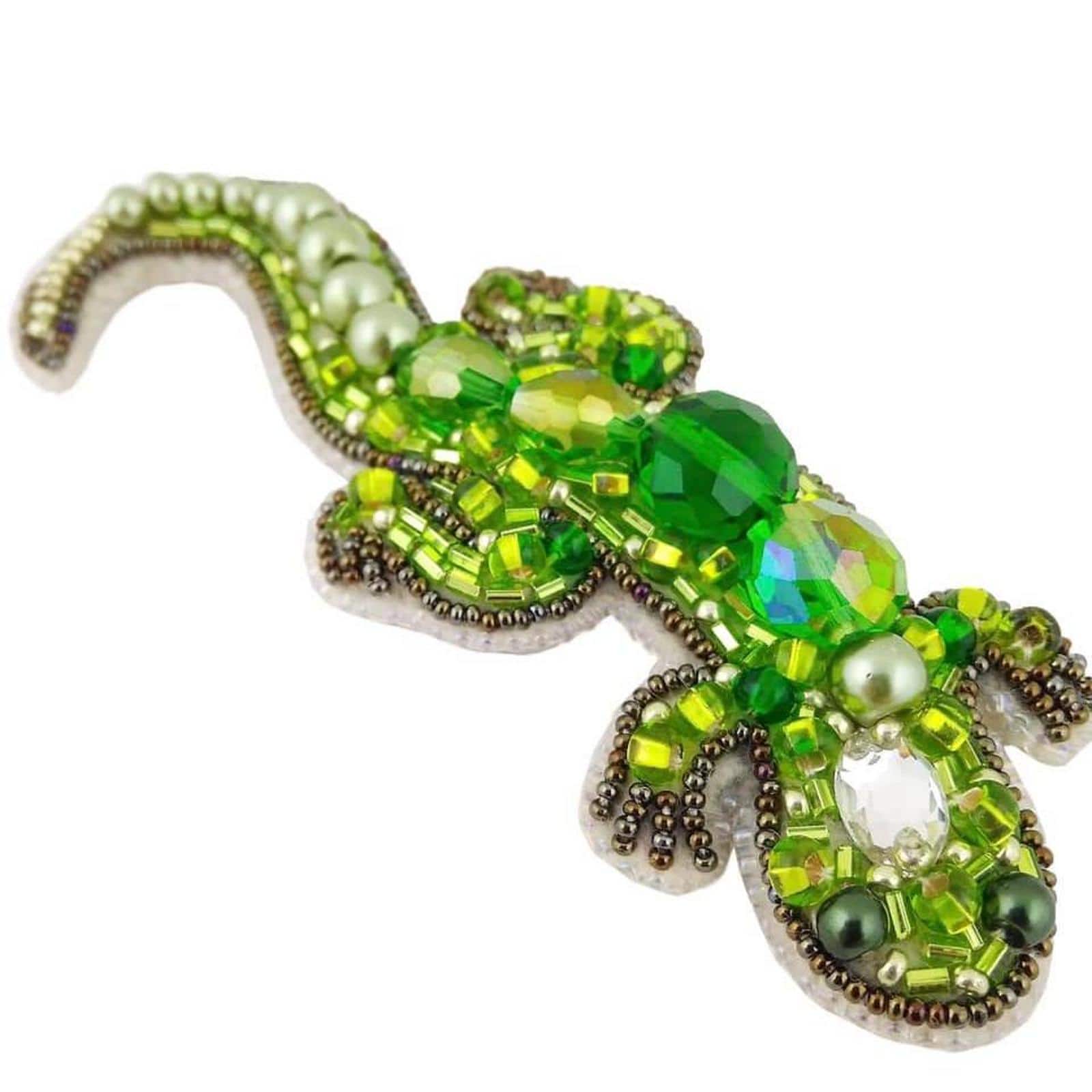 Crystal Art Beadwork Kit For Creating Broоch Lizard
