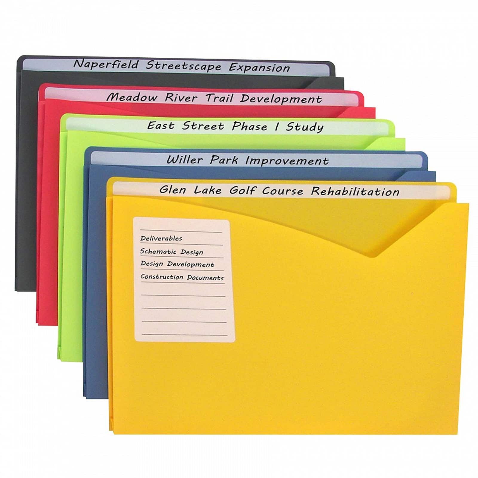 C-Line® Assorted Colors Write-On Poly File Jackets, 25ct.
