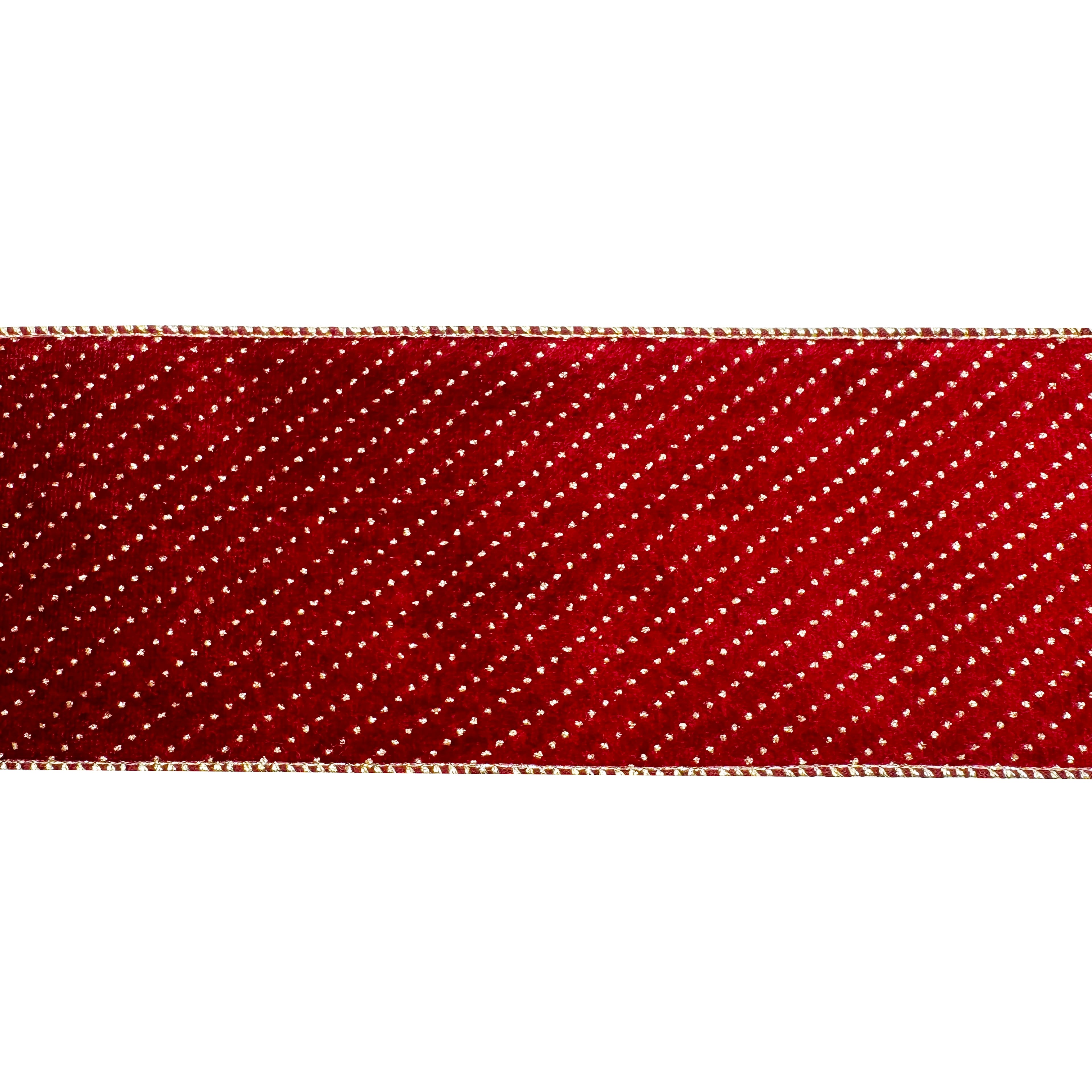 3.5" x 20ft. Burgundy & Gold Glitter Dots Wired Velvet Ribbon by Celebrate It®