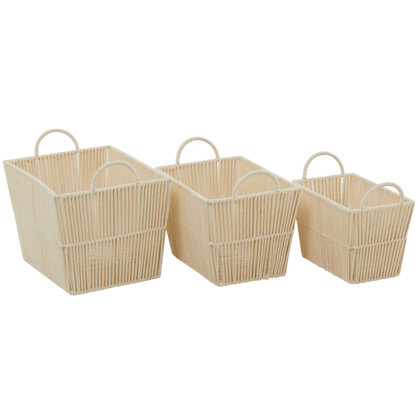 Cotton Handmade Storage Basket with Handles Set of 3 12", 11