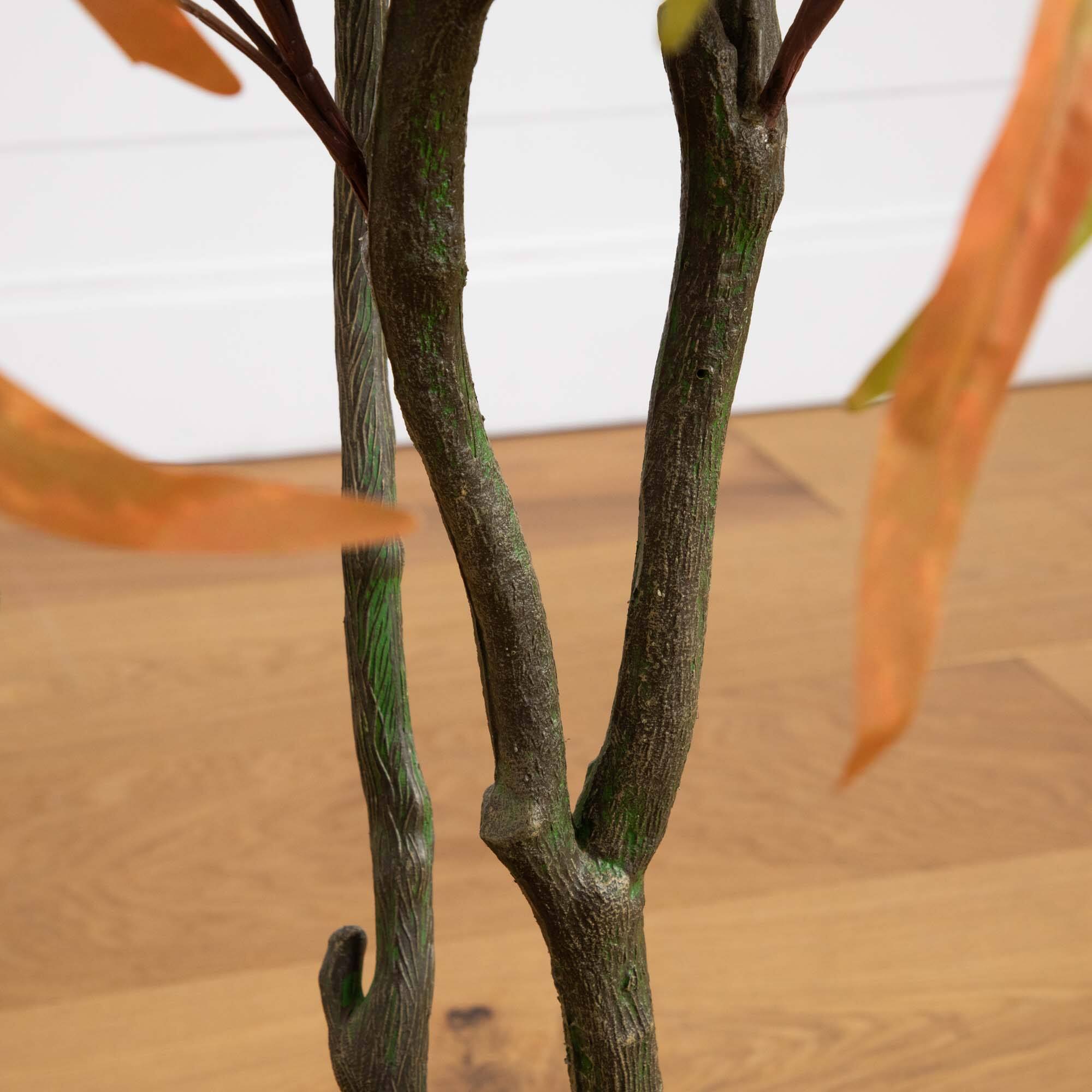 5ft. Green &#x26; Orange Autumn Wispy Eucalyptus Artificial Potted Tree