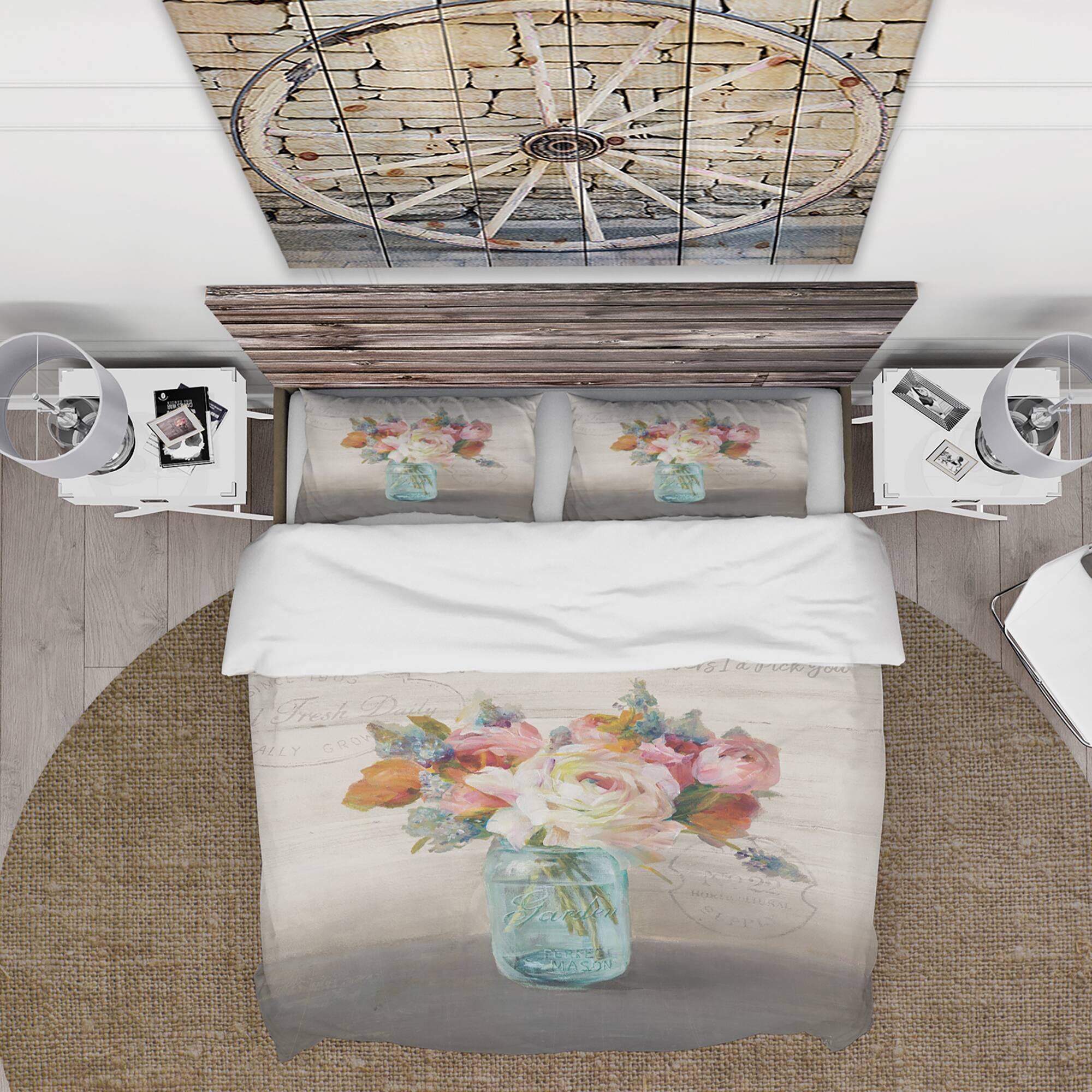 Designart &#x27;French Cottage Bouquet II Mothers&#x27; Cottage Bedding Set - Duvet Cover &#x26; Shams