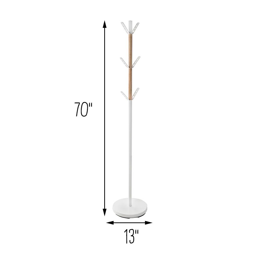 Honey Can Do 70" White Modern Standing Coat Rack