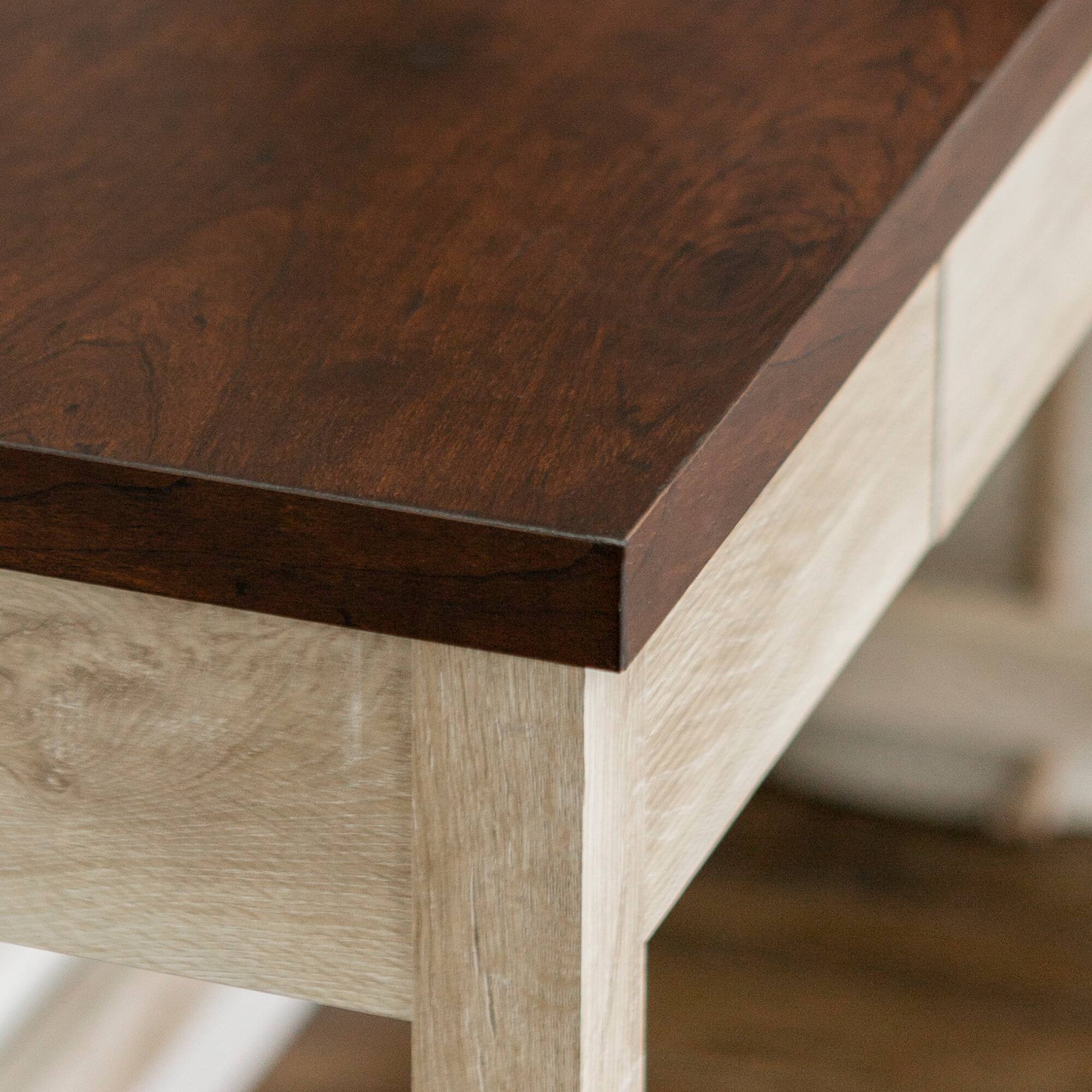 Walker Edison 46" White Oak/Traditional Brown A Frame Wood Computer Desk with Drawer