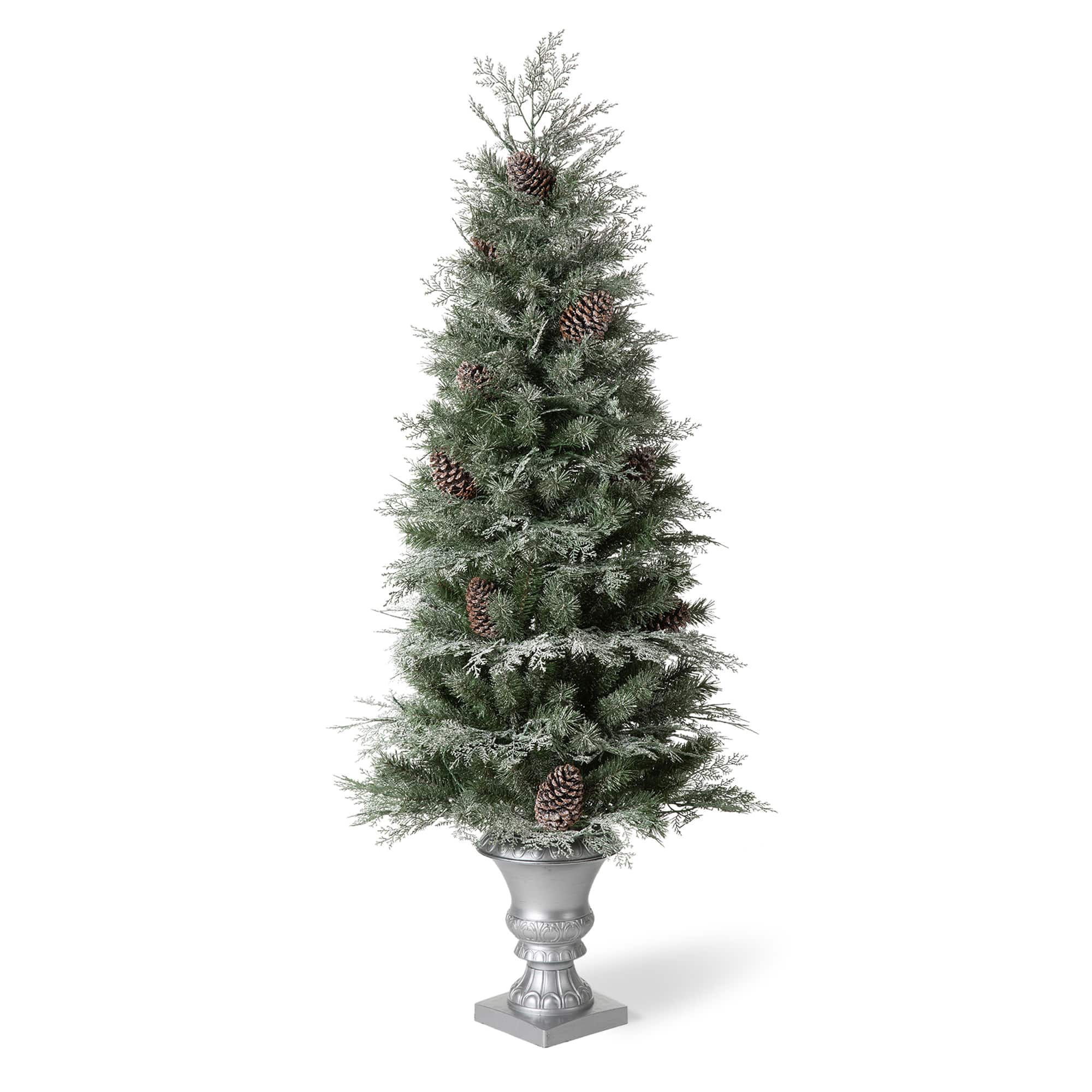 5ft. Pre-Lit Pine Artificial Christmas Porch Tree, Warm White LED Lights