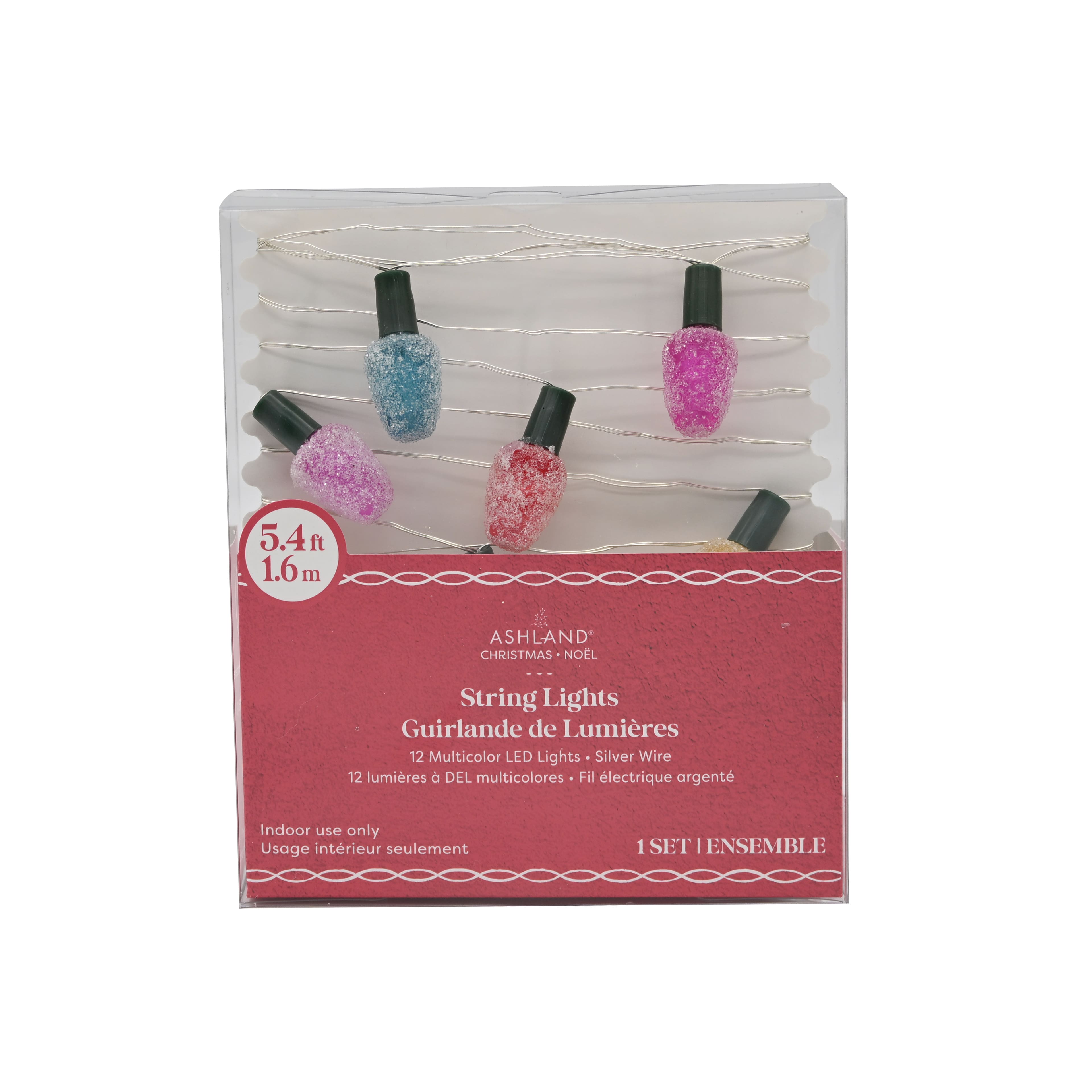 12ct. Multicolor LED Sugared Bulb String Lights on Silver Wire by Ashland&#xAE;
