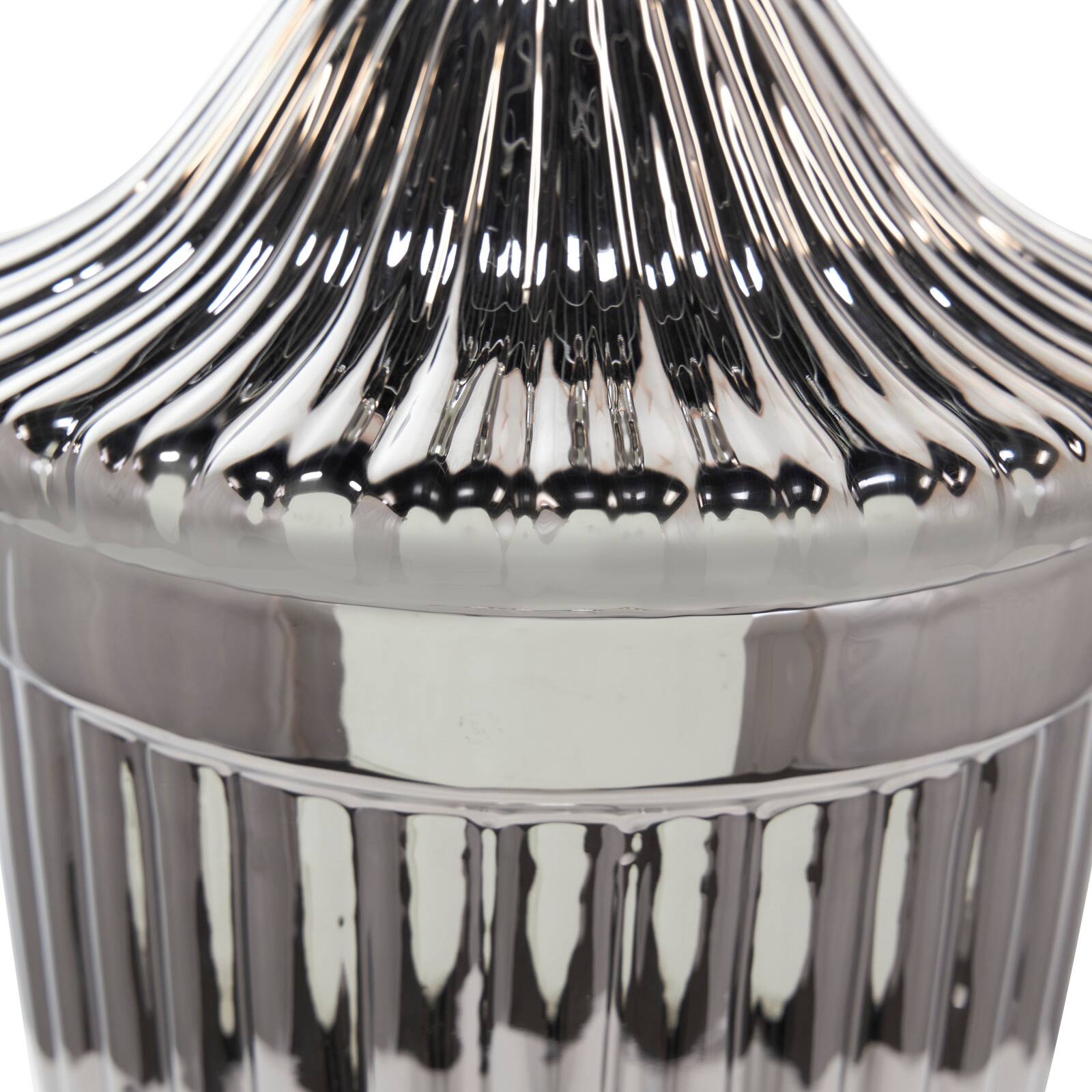 Silver Ceramic Decorative Jars with Grooves