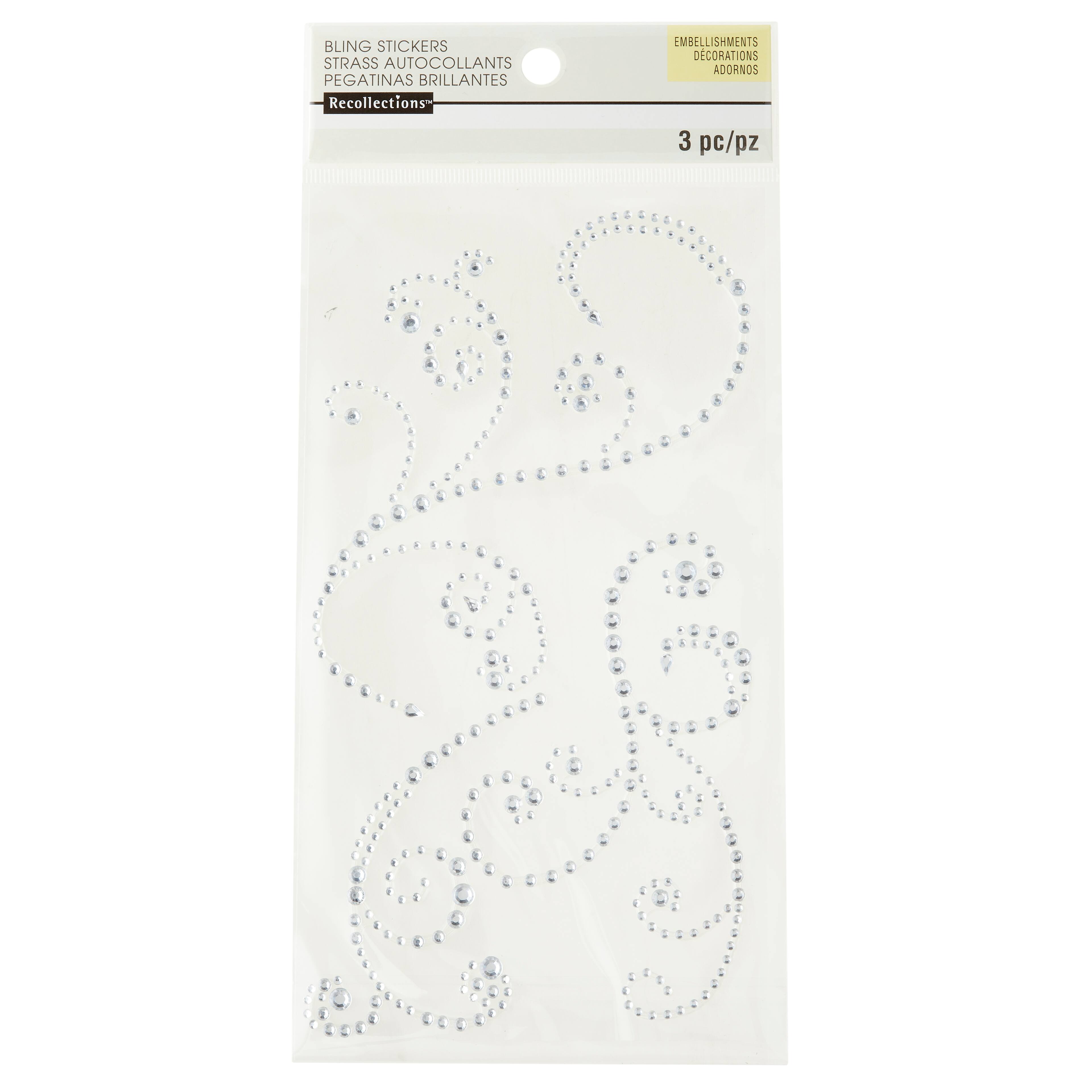 12 Packs: 3 ct. (36 total) Large Clear Flourish Adhesive Rhinestones by Recollections™