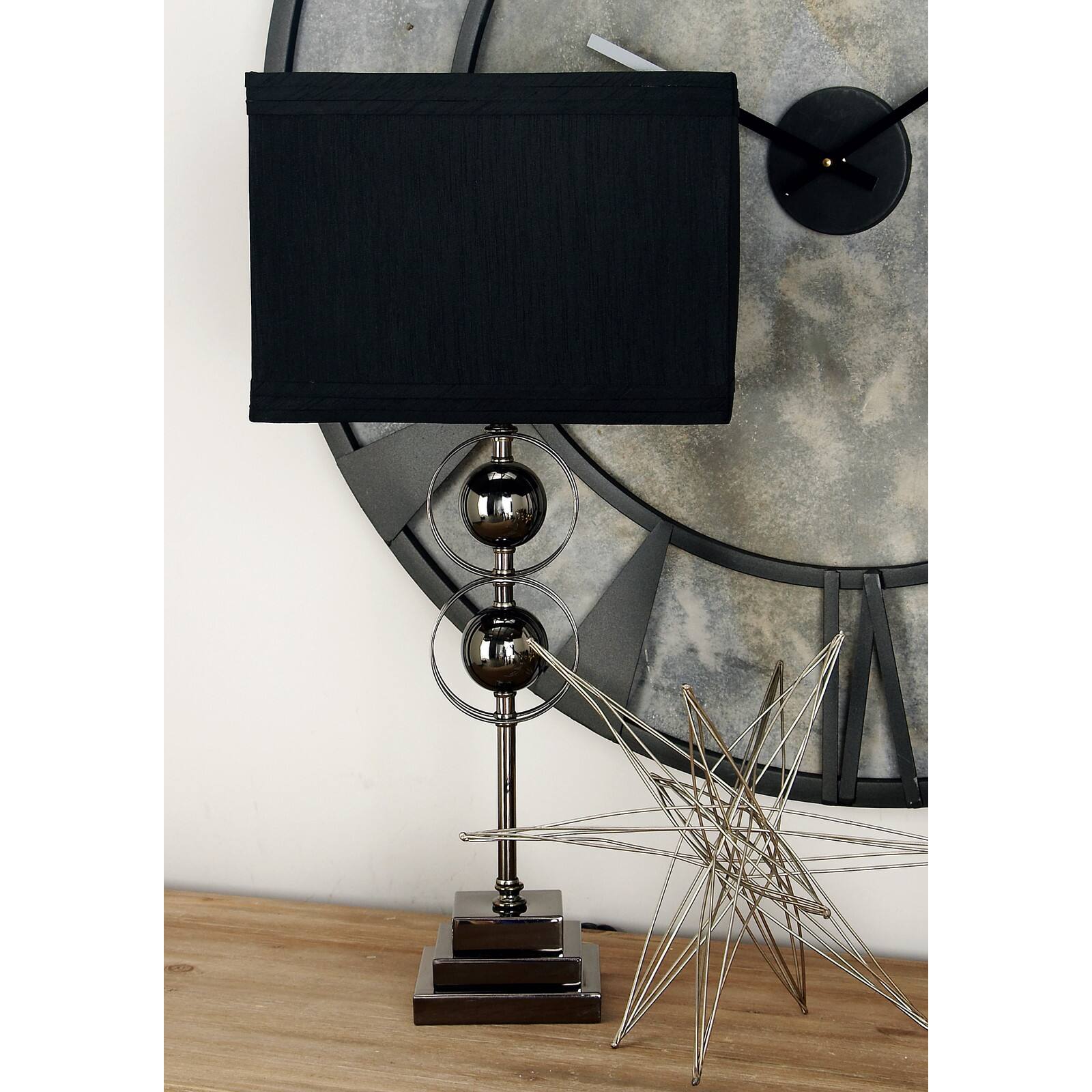25" Black Metal Modern Table Lamp, 2ct.