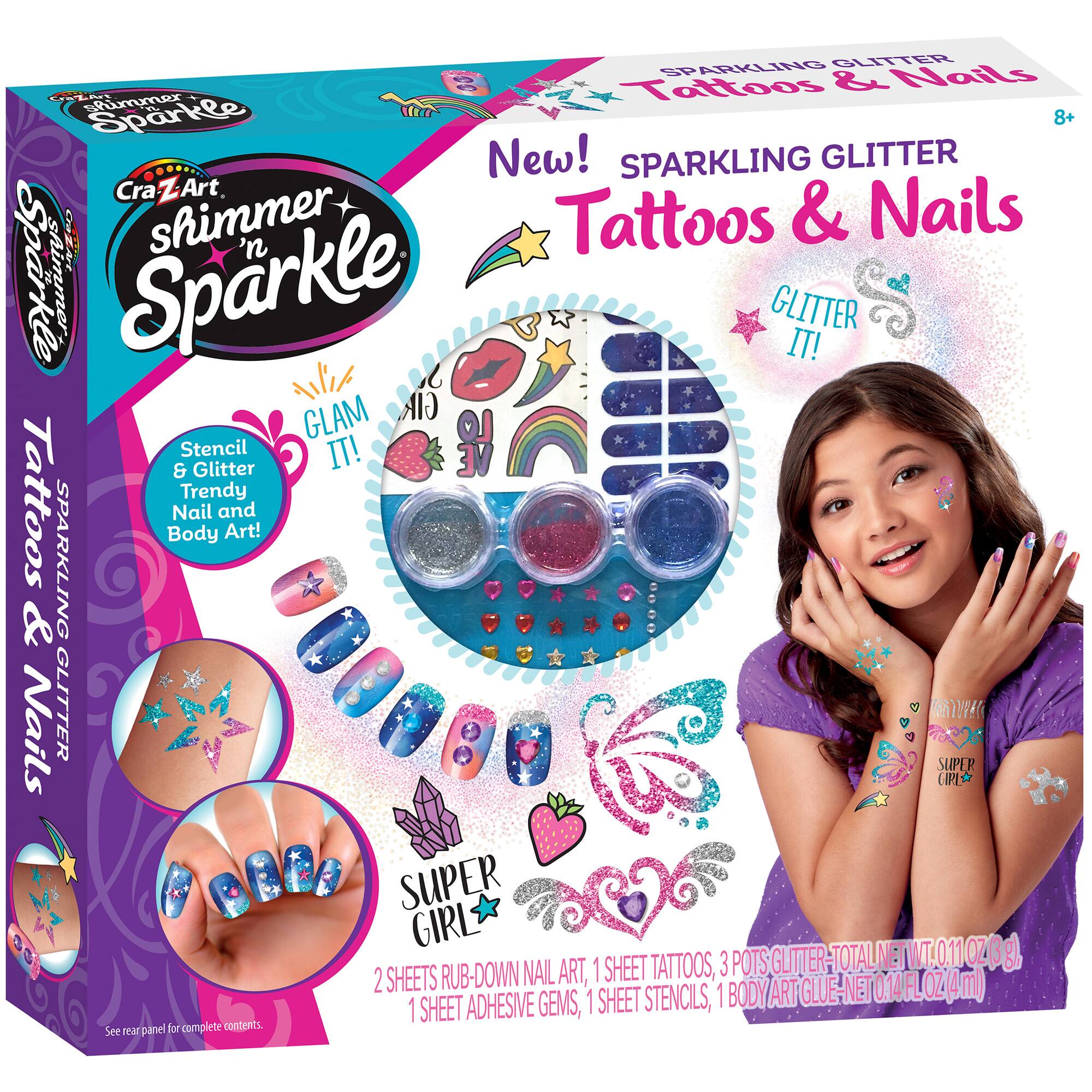 Cra-Z-Art&#xAE; Shimmer &#x27;n Sparkle Sparkling Glitter Tattoos &#x26; Nails