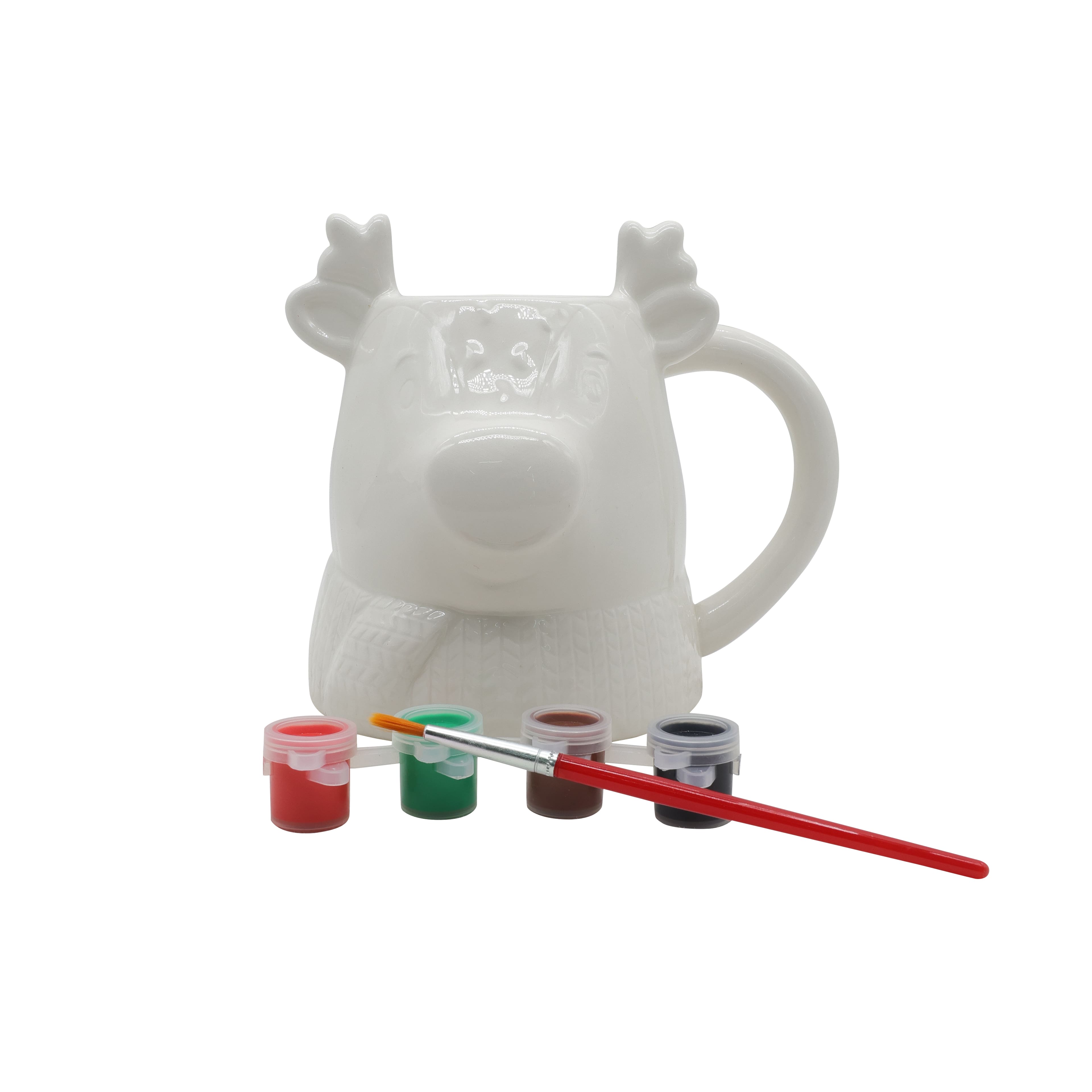 5.5&#x22; Reindeer Color Your Own Ceramic Mug Kit by Creatology&#x2122;