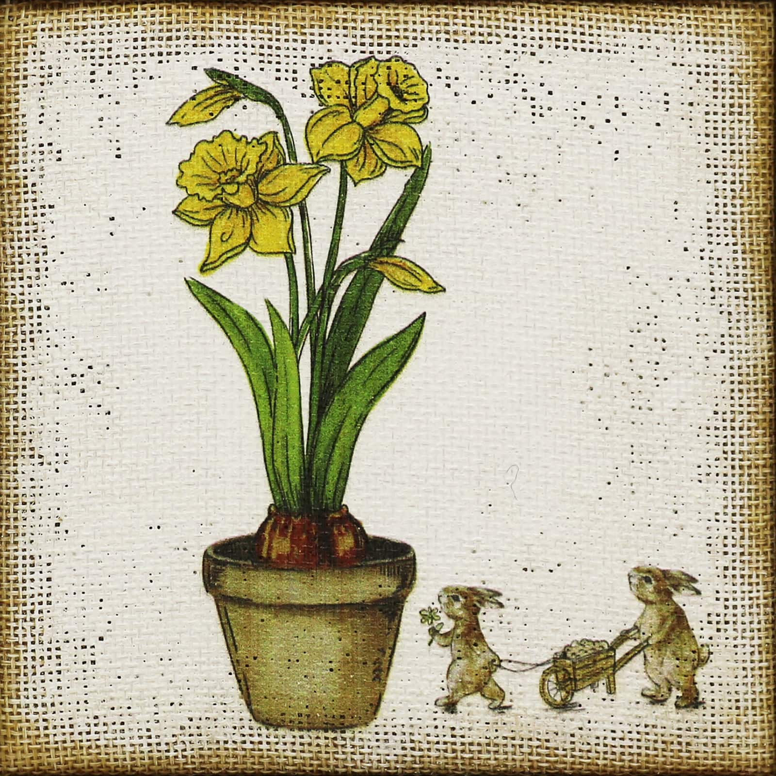 6&#x22; Bunnies &#x26; Daffodils Tabletop Canvas Block by Ashland&#xAE;