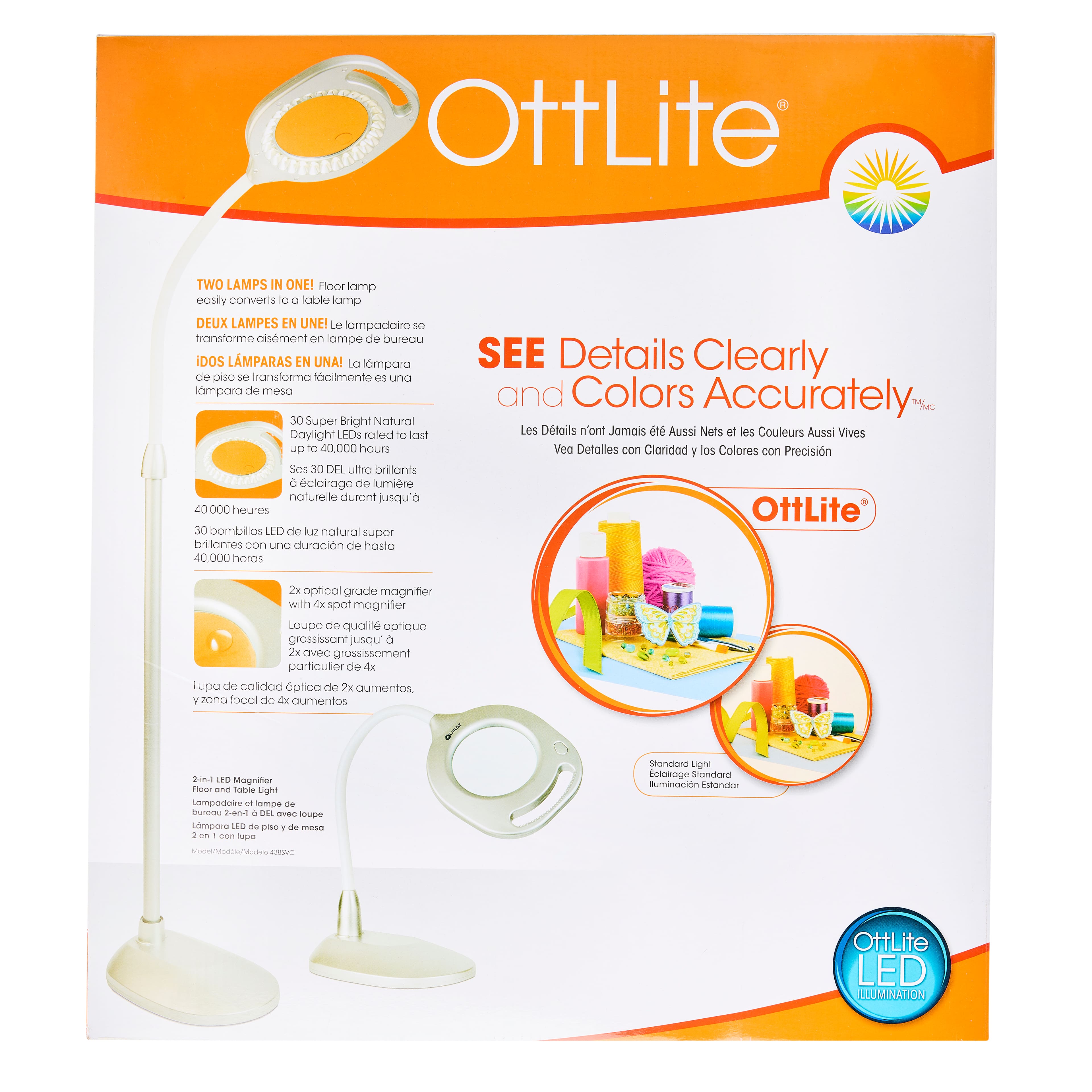 OttLite&#xAE; 2-in-1 LED Floor &#x26; Table Light
