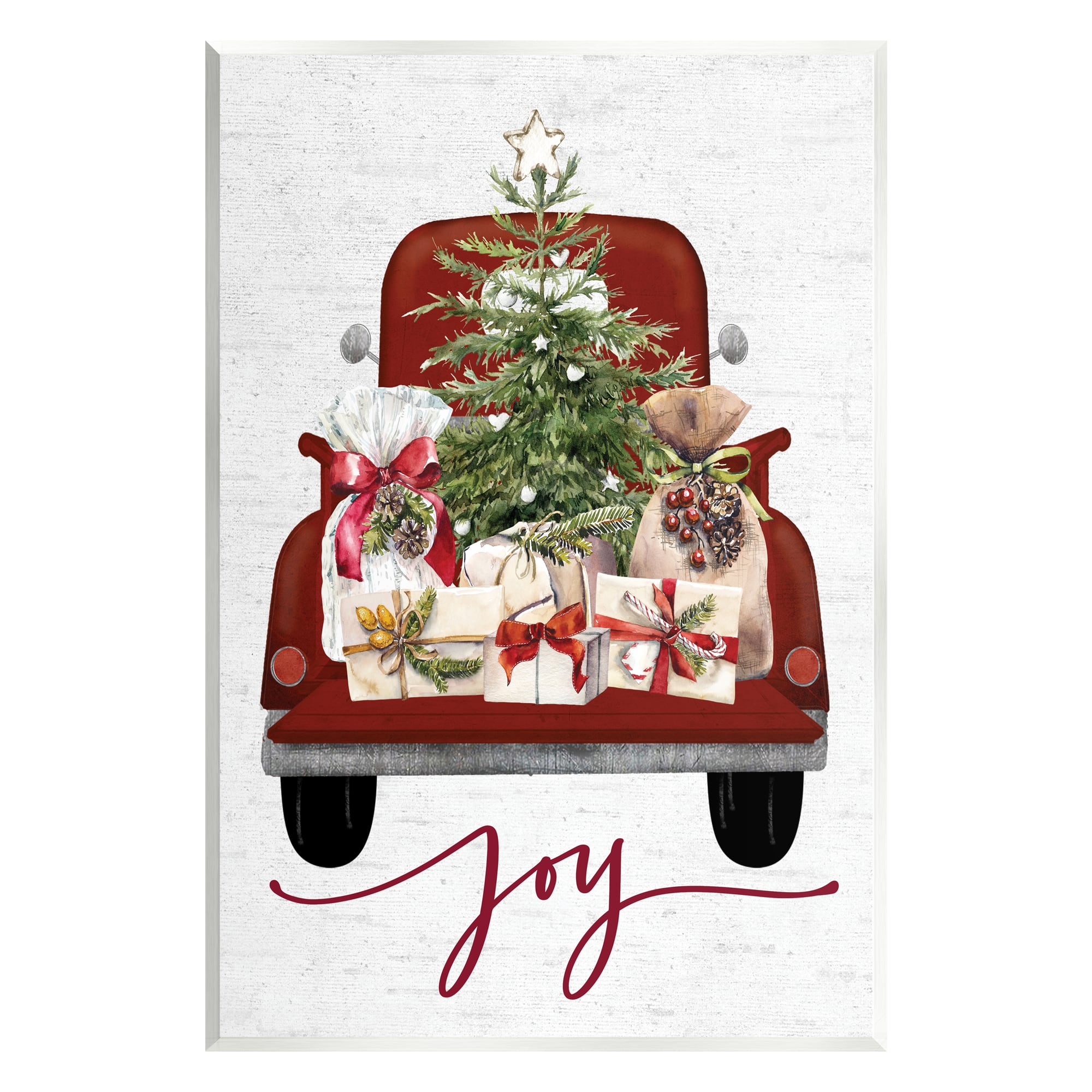 Stupell Industries Joy Holiday Red Gift Truck Wall Plaque Art