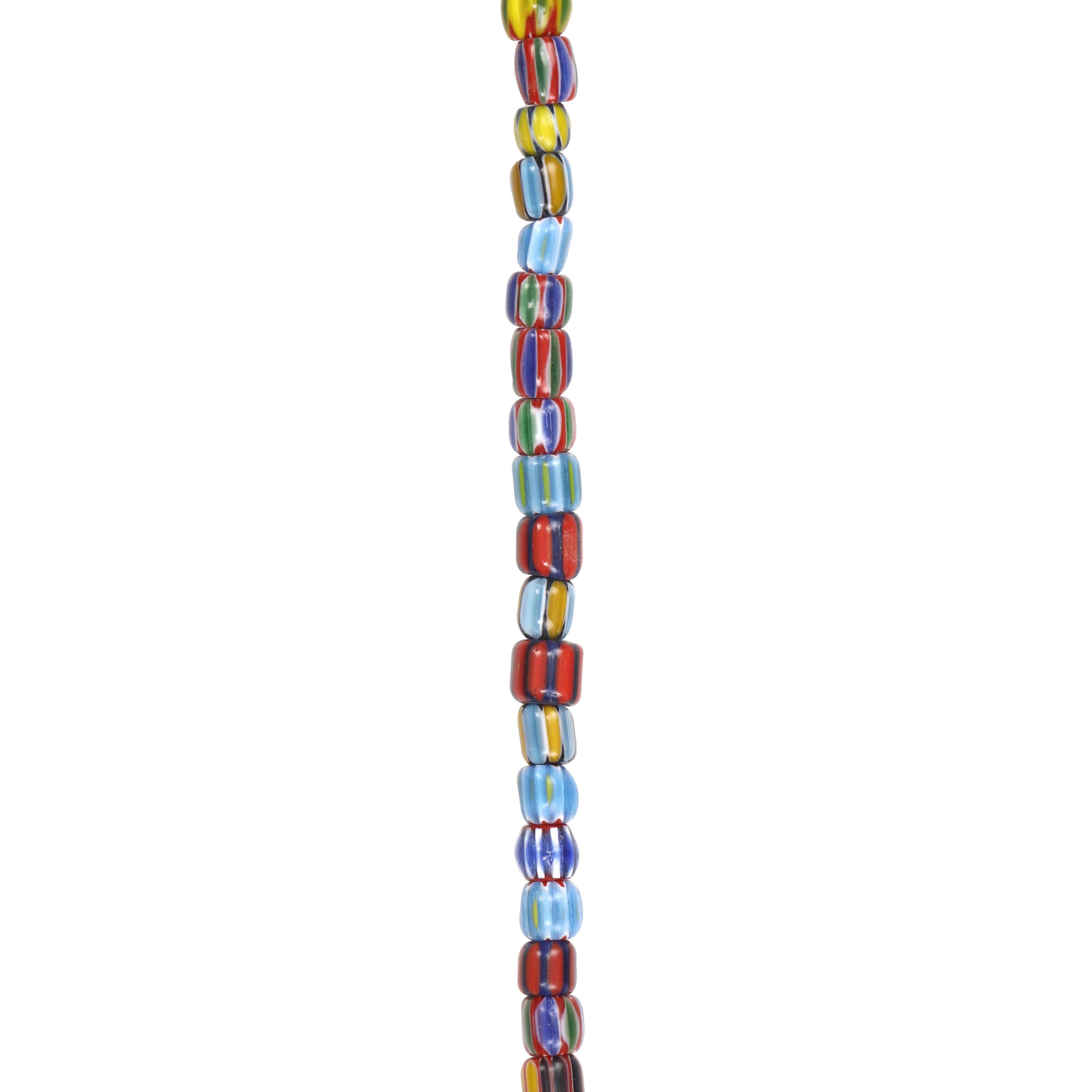 12 Pack: Multicolor Striped Lamp Work Glass Tube Beads by Bead Landing&#xAE;