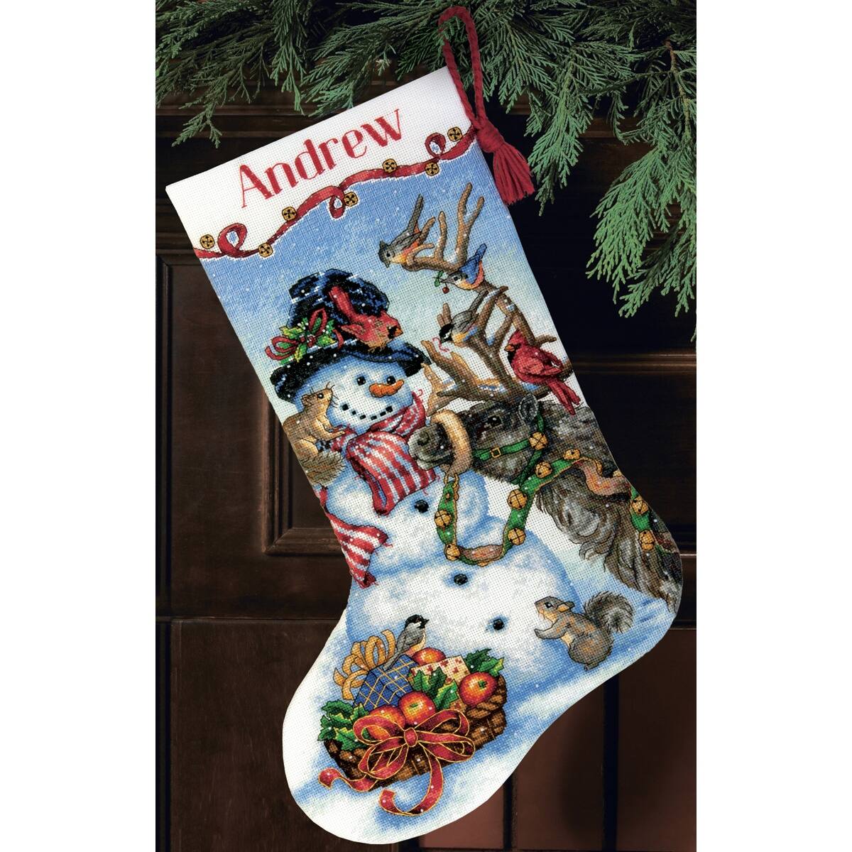 Dimensions® Gold Collection 16" Snowman Gathering Stocking Needlepoint Kit Cross Stitch Michaels