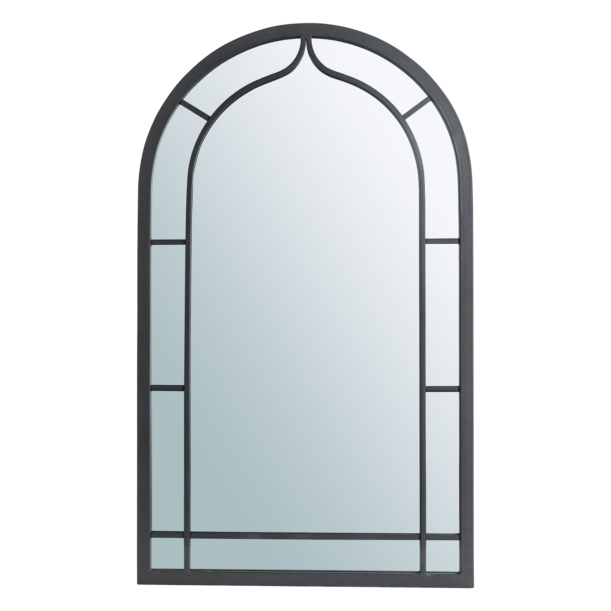 Glitzhome&#xAE; 33&#x22; Black Arched Windowpane Wall Mirror