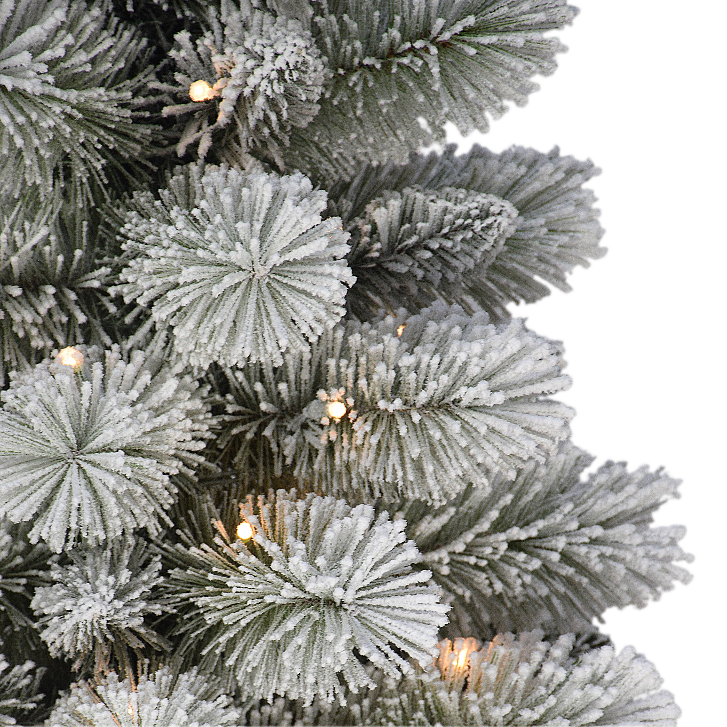 6 Pack: 3.5ft. Pre-Lit Potted Flocked Pine Artificial Christmas Tree, White LED Lights