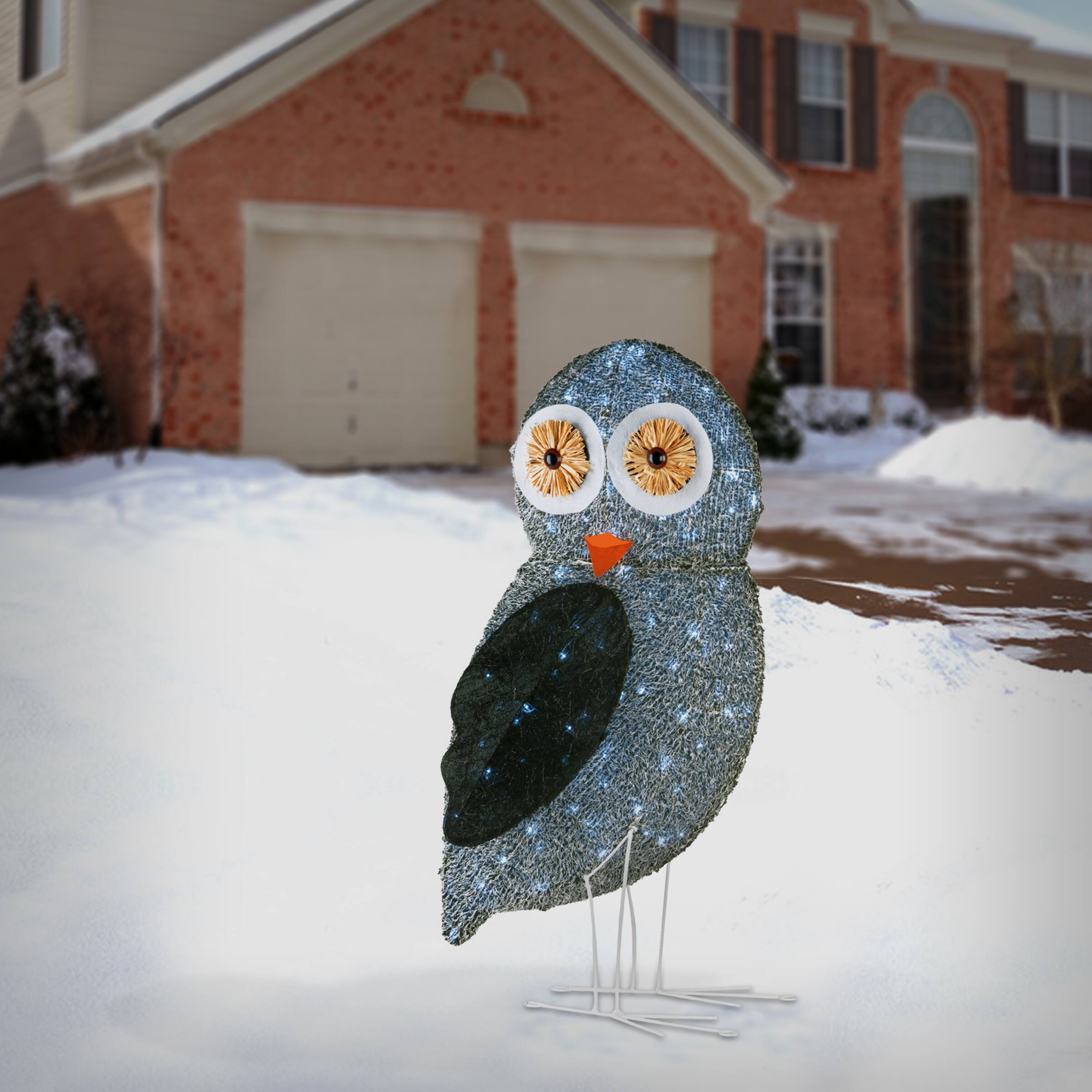 37" Fuzzy Owl, White LED Lights