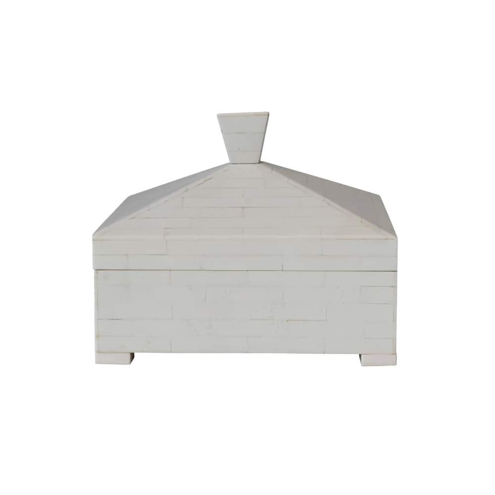 Hello Honey&#xAE; 8&#x22; Ivory Decorative Storage Box with Pyramid Lid and Knob