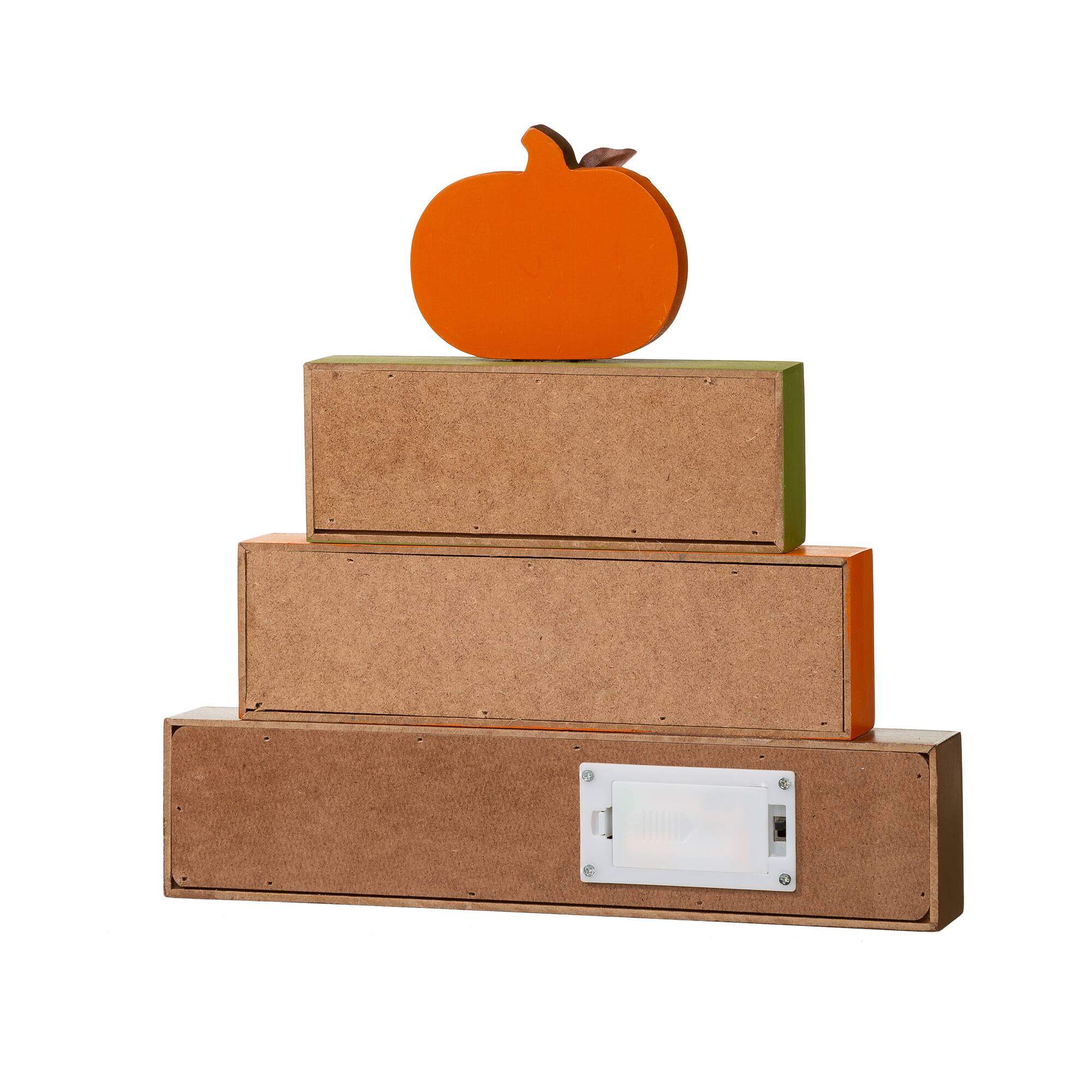 Glitzhome® 12" LED Lighted Fall Wooden Block Word Sign