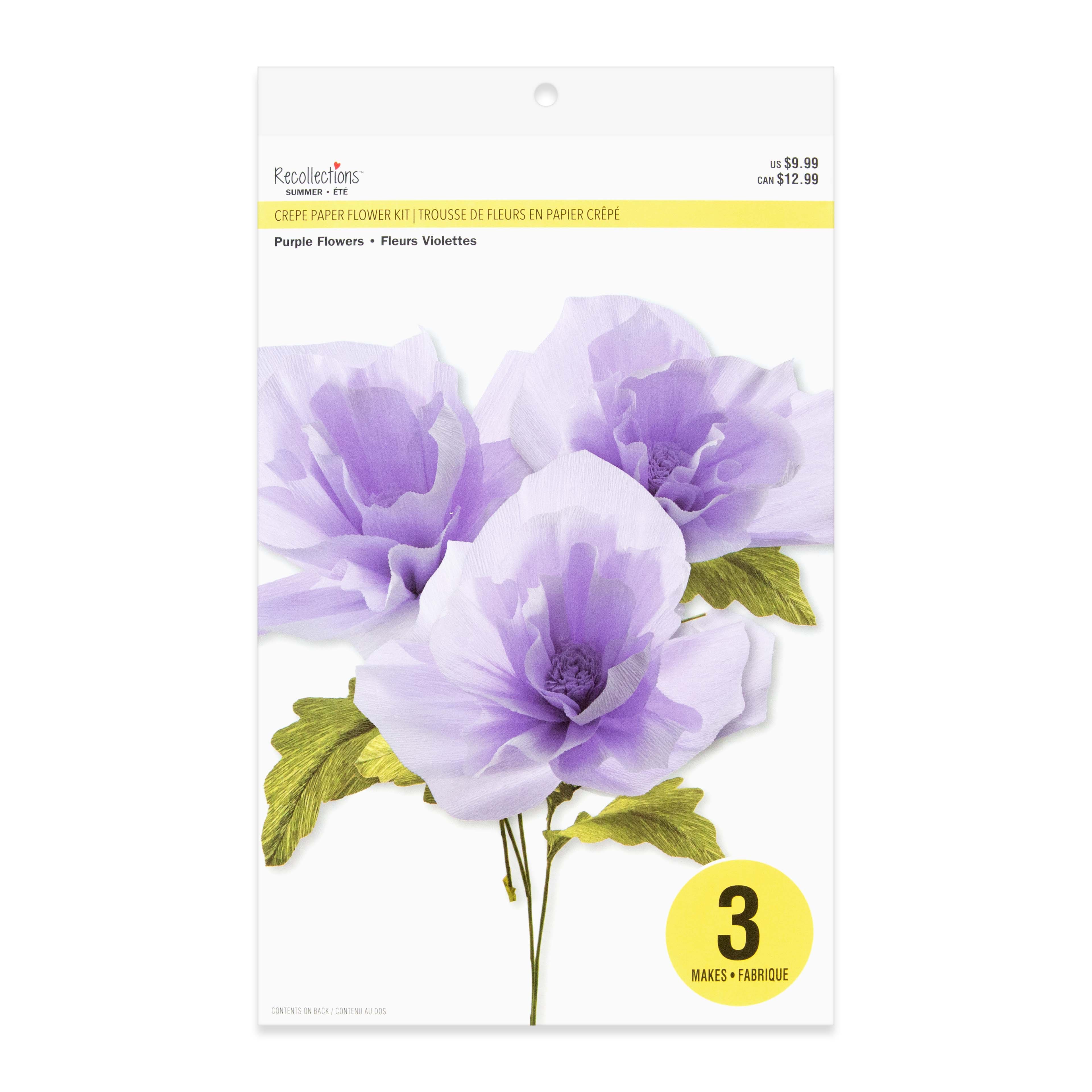 Large Purple Crepe Paper Flower Kit by Recollections&#x2122;