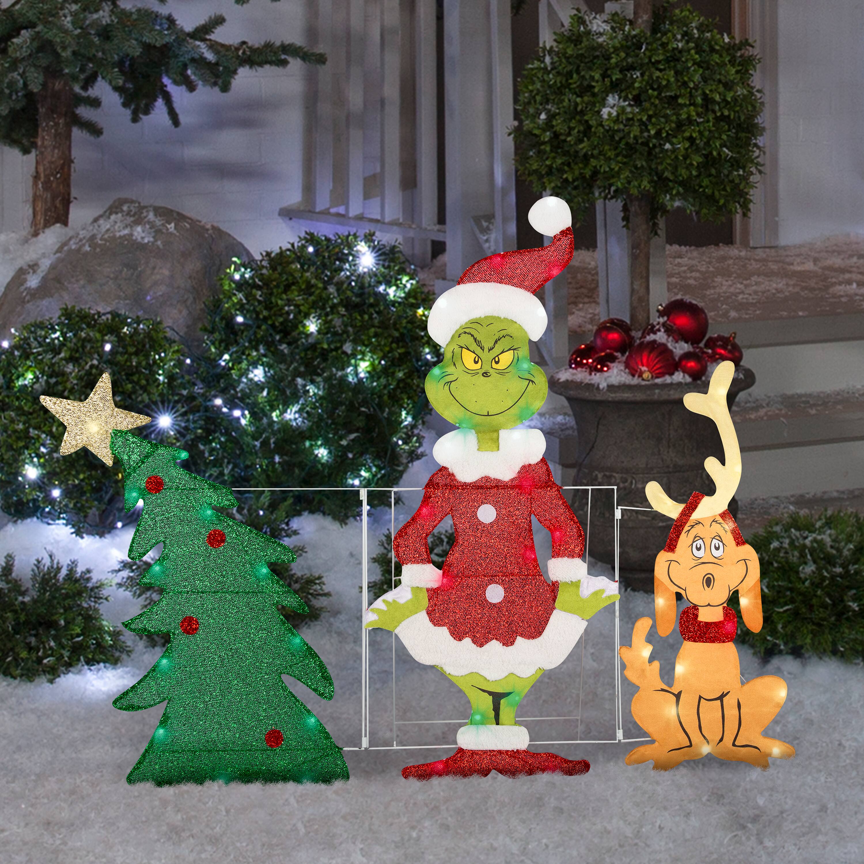 Flat-Tastics&#x2122; 3.5ft. Grinch &#x26; Max Pre-Lit Christmas Yard D&#xE9;cor