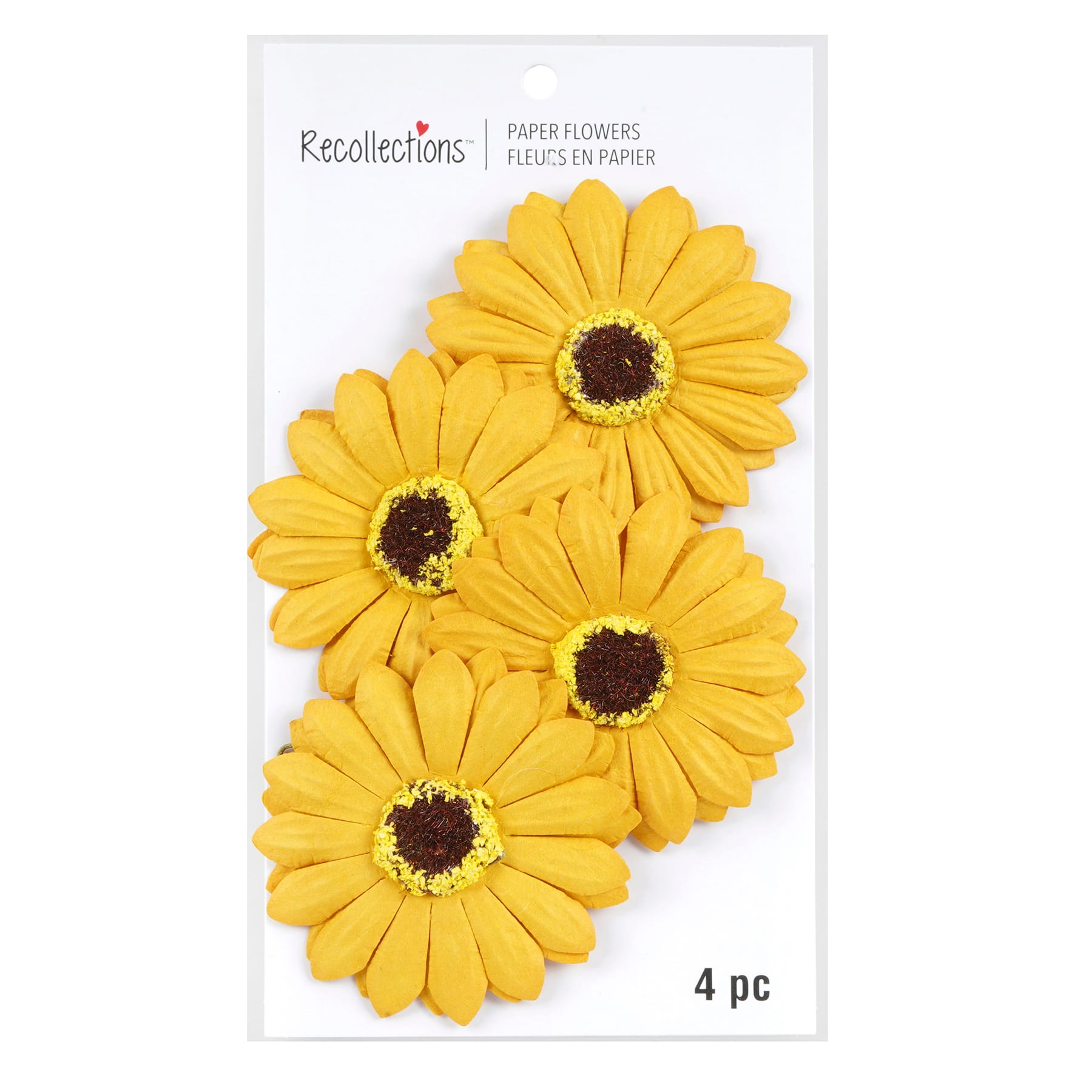 12 Packs: 4 ct. (48 total) Yellow Sunflower Paper Flowers by Recollections&#x2122;