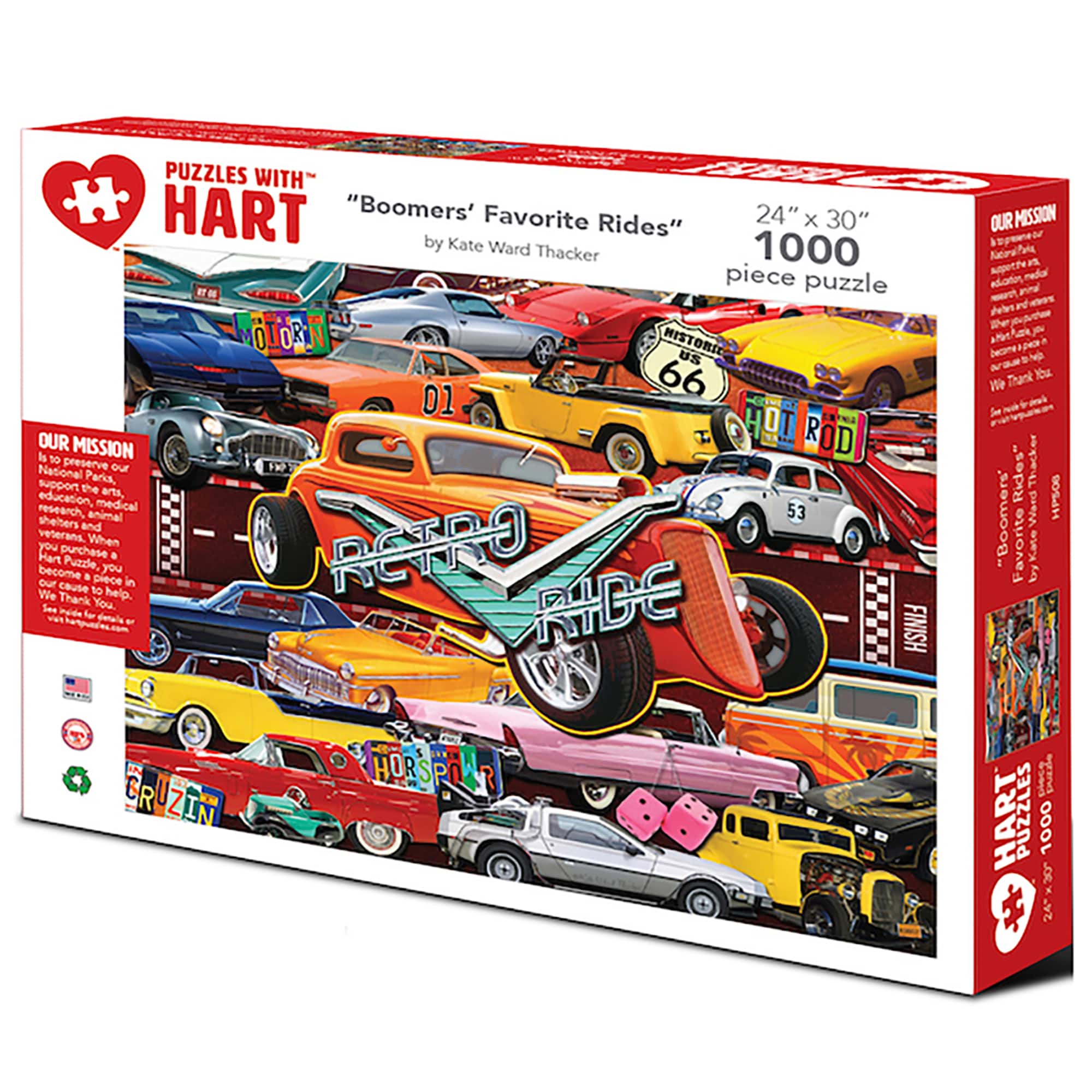 Hart Puzzles Boomer's Favorite Rides by Kate Ward Thacker 1,000 Piece Jigsaw Puzzle