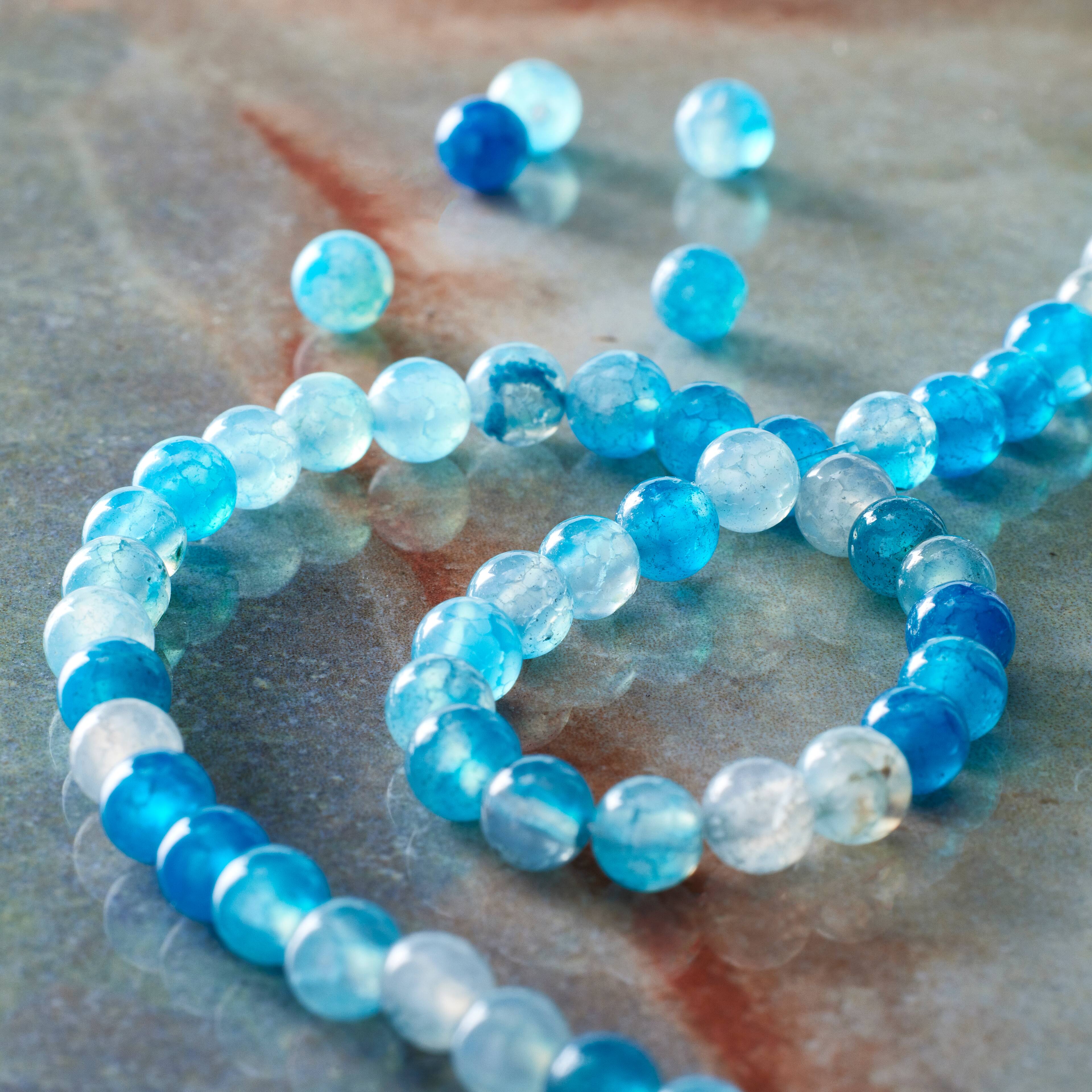 Blue Agate Round Beads, 4mm by Bead Landing™