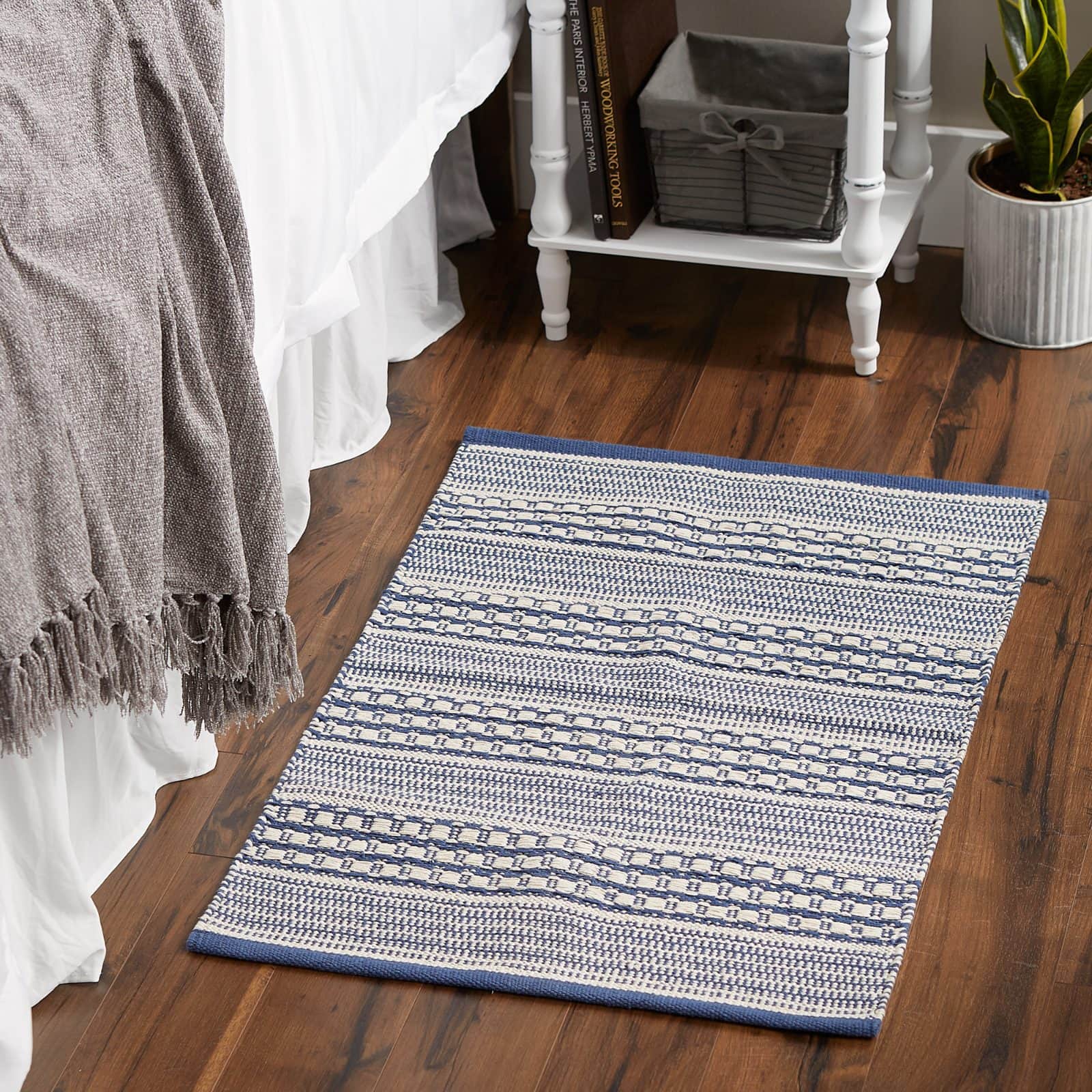 DII® French Blue Dobby Stripe Hand-Loomed Rug, 2ft. x 3ft.